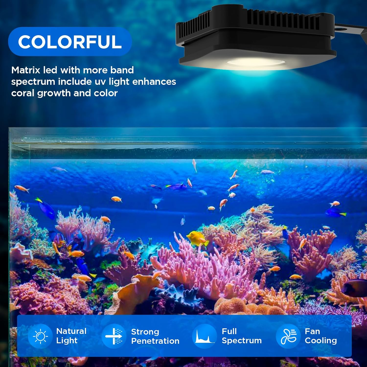 Lominie Full Spectrum LED Aquarium Light 30Watt Clip on Fish Tank Light for Saltwater Coral Fish Tank with Bracket image number 6