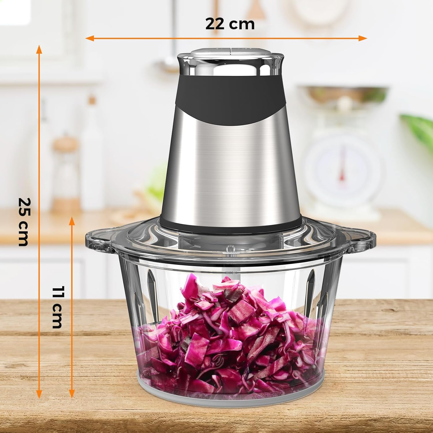 500W Electric Food Chopper & Processor, Dual 1.8L Bowls, Mini Chopper & Meat Grinder for Garlic, Onions, Nuts, Baby Food, Dishwasher Safe image number 1