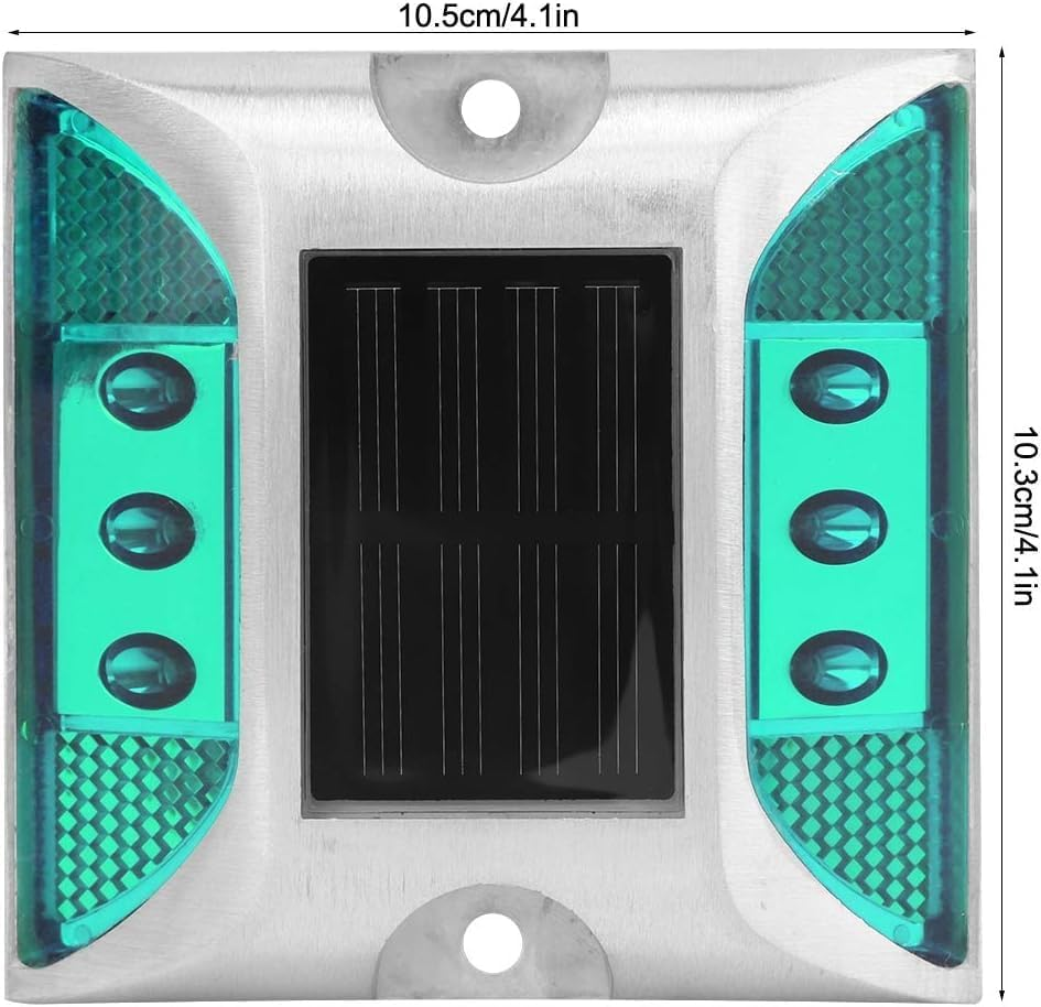 Solar Power Ground Marker Lights, LED Solar Driveway Deck Light, Waterproof 500M/1640Ft Viewing Outdoor Driveway Road Stud Lamp, Cast Aluminium Road Highway Spike Lamp (Green1) image number 2