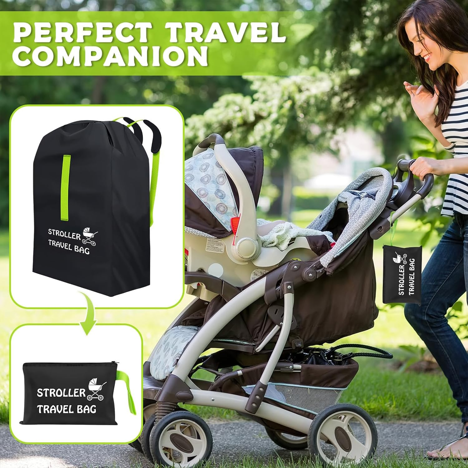 Car Seat Bags for Air Travel - Durable Baby Carseat Cover for Airplane Travel Gate Check Bag - Double/Single/Jogging Car Seat Travel Bag for Airplane & Stroller Padded Bag for Airplane (Extra Large) image number 3