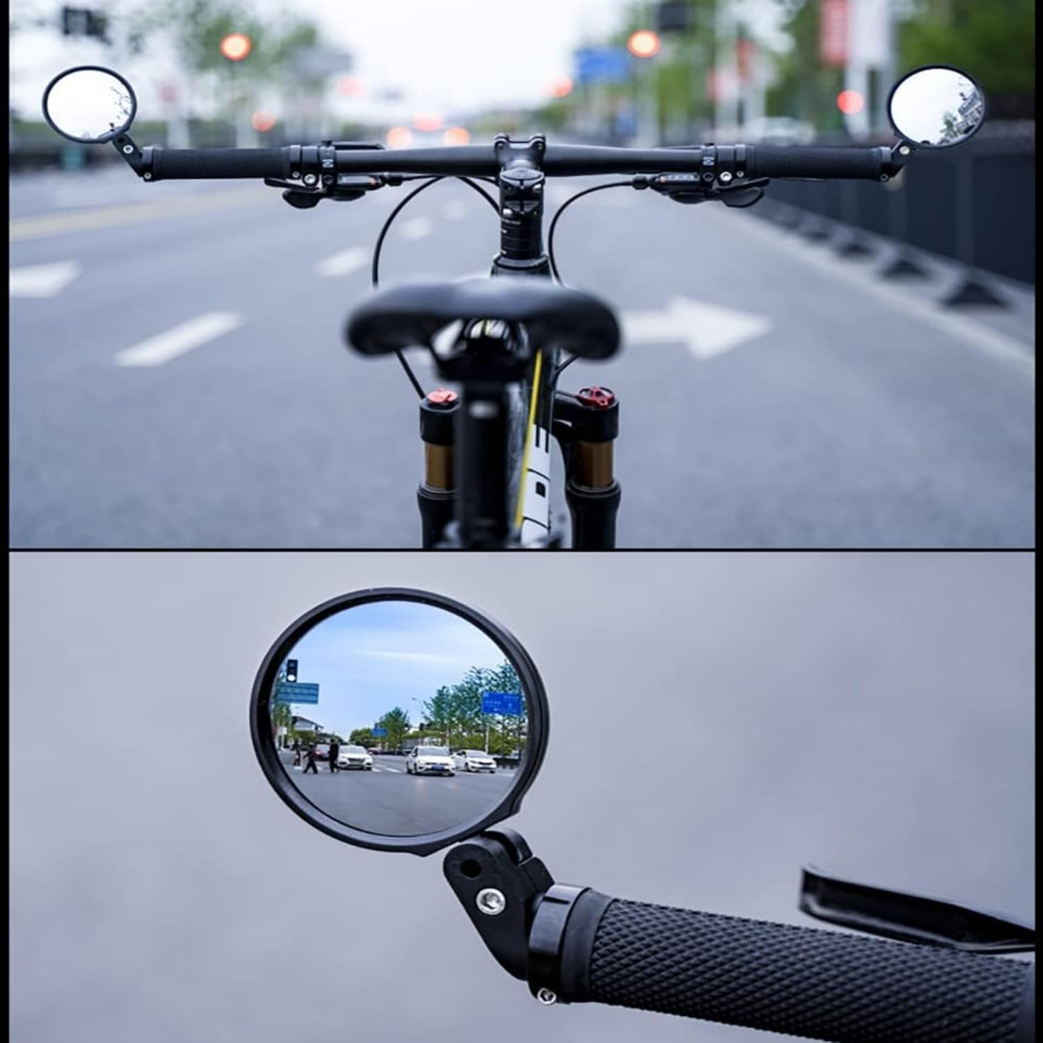 MEZOKUCEL 2 Pieces Bike Mirror 360&deg;Rotation Adjustable Wide Angle Mirror HD Safety Bicycle Mirror Universal Bicycle Convex Mirror Safe Rear View Cycling Mirror for Mountain Road Bikes MTB image number 1