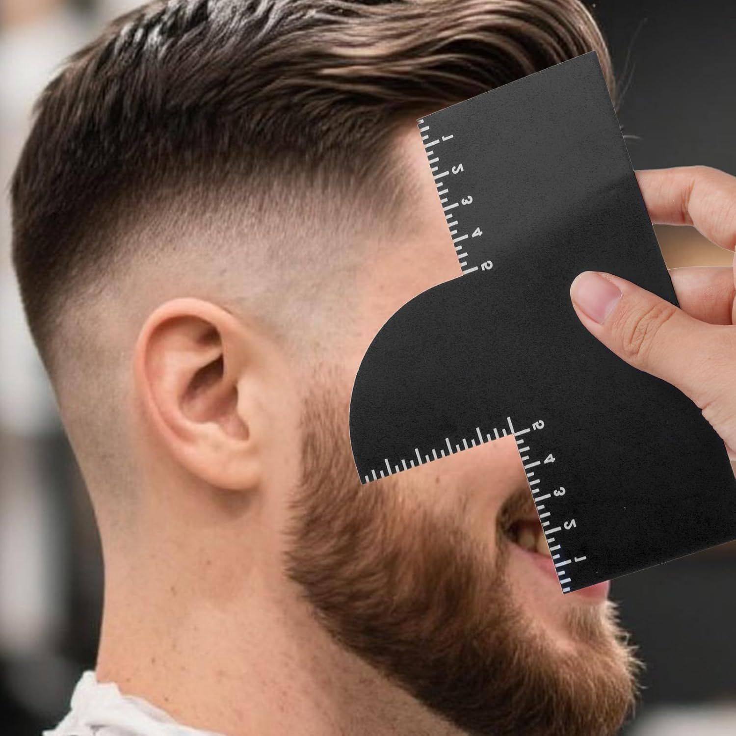 Gosknor Enhancement Card for Barbers with Measurement Indicators, Reusable Hairline Shaping Tool and Color Spray Edge Line up Tool for Barber Accessories
