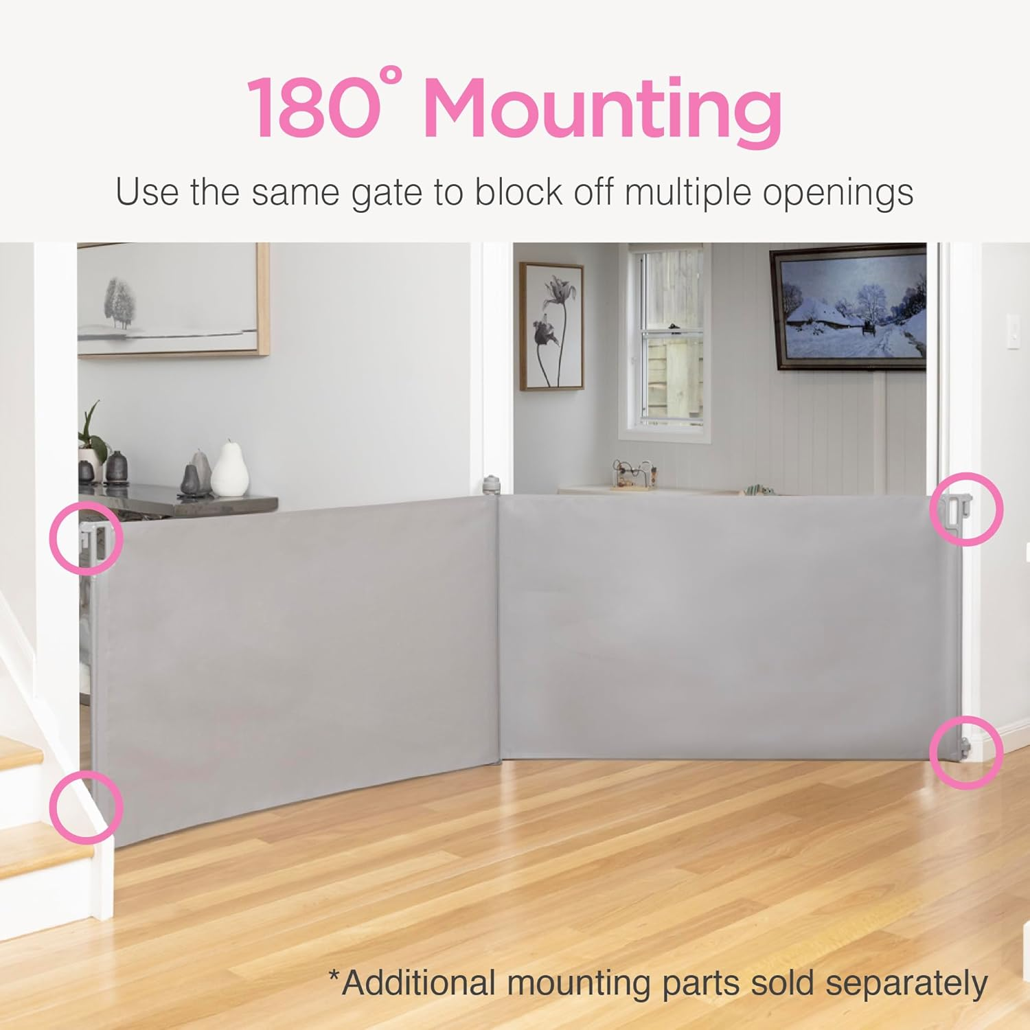 Perma Child Safety Indoor Outdoor Ultimate Retractable Baby Gate, 98Cm Tall Extends to 2M Wide, Grey image number 4