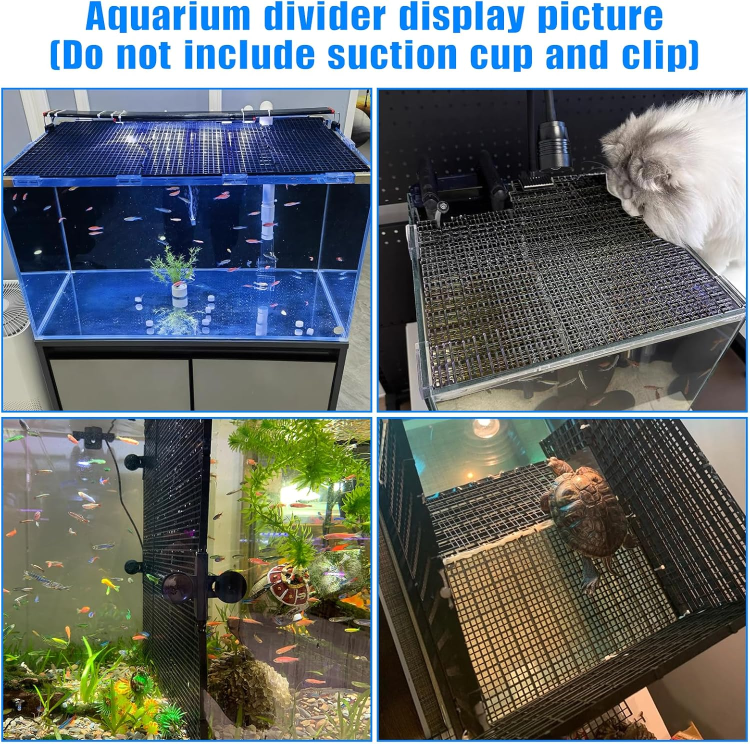 Plastic Egg Crate Grip Panel Fish Tank Divider Aquarium Divider Filter Bottom Fish Tank Isolation Board Egg Crate Tray (Black, 8Pcs 11.8X5.9 Inch with 0.15 Inch Hole) image number 2