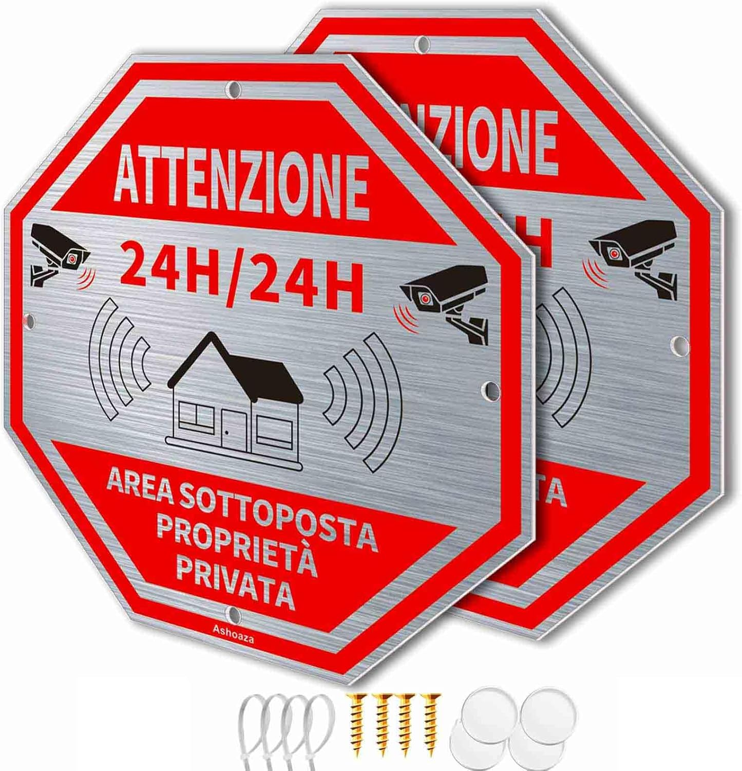 24H Video Surveillance Area Sign, Aluminium for Security Reasons, 2 CCTV Signs, 20 X 20 Cm, Video Surveillance Signs for Shop and Private Property Long Lasting (Private Property) image number 6