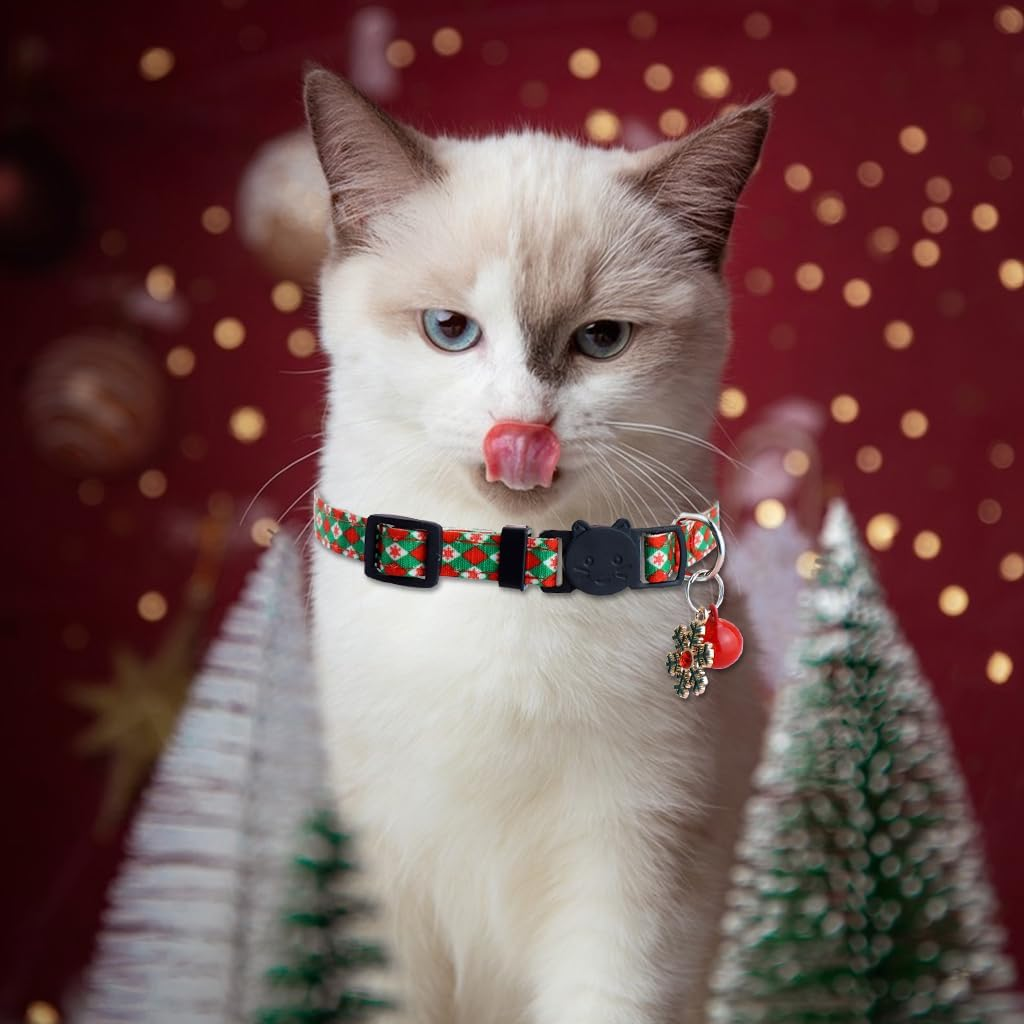 2Pcs Christmas Cat Collar,Xmas Pet Collars with Bell for Cats and Dogs,Adjustable Christmas Cat Neckties,Cute Christmas Pet Collars for Small Medium Cats Dogs Xmas Gift Decoration image number 1