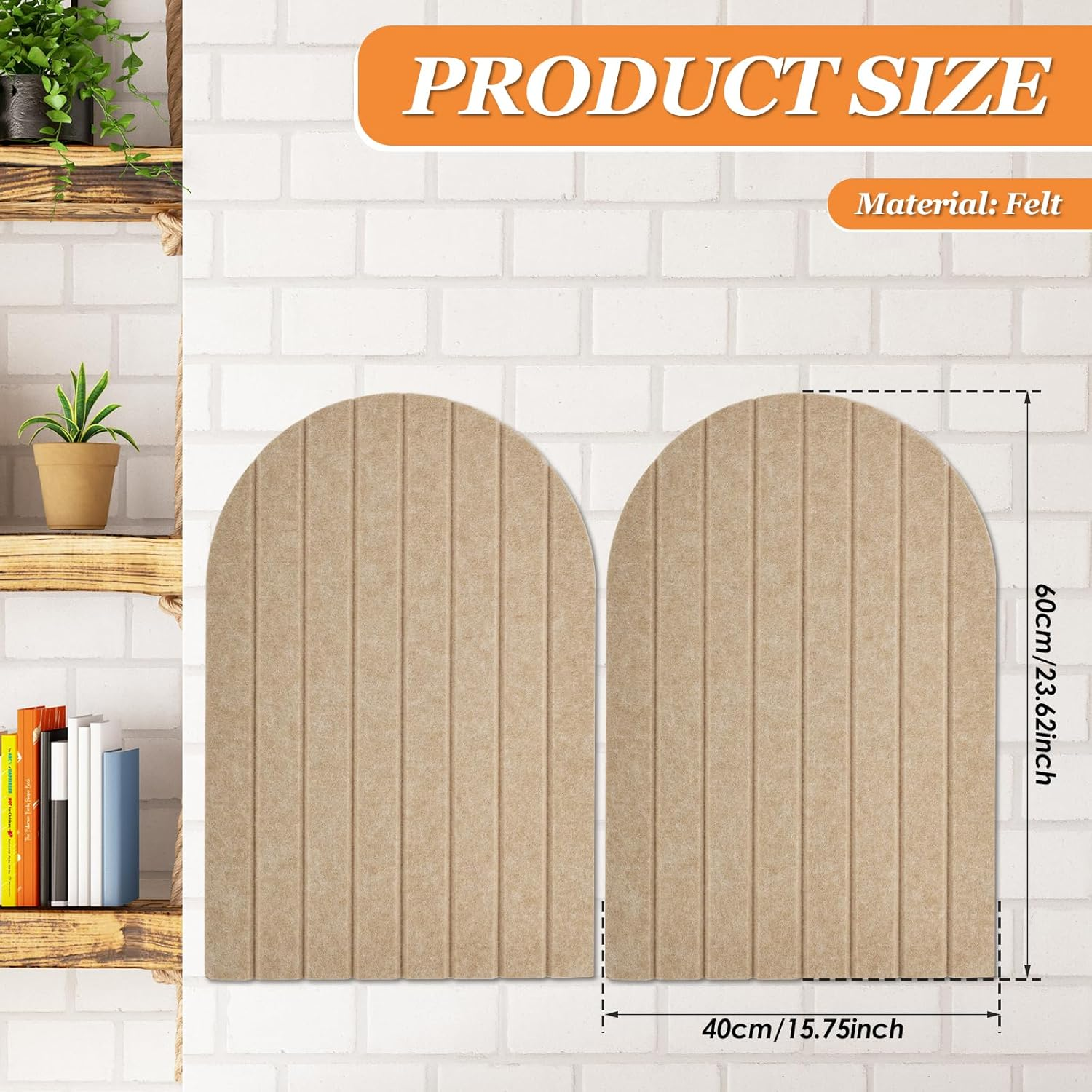 2Pcs 40X60Cm Arch Felt Bulletin Board Drill Free Installation Decorative Felt Pin Board with 9Mm Thickness for School Home Office Wall Decor(Camel Color) image number 3