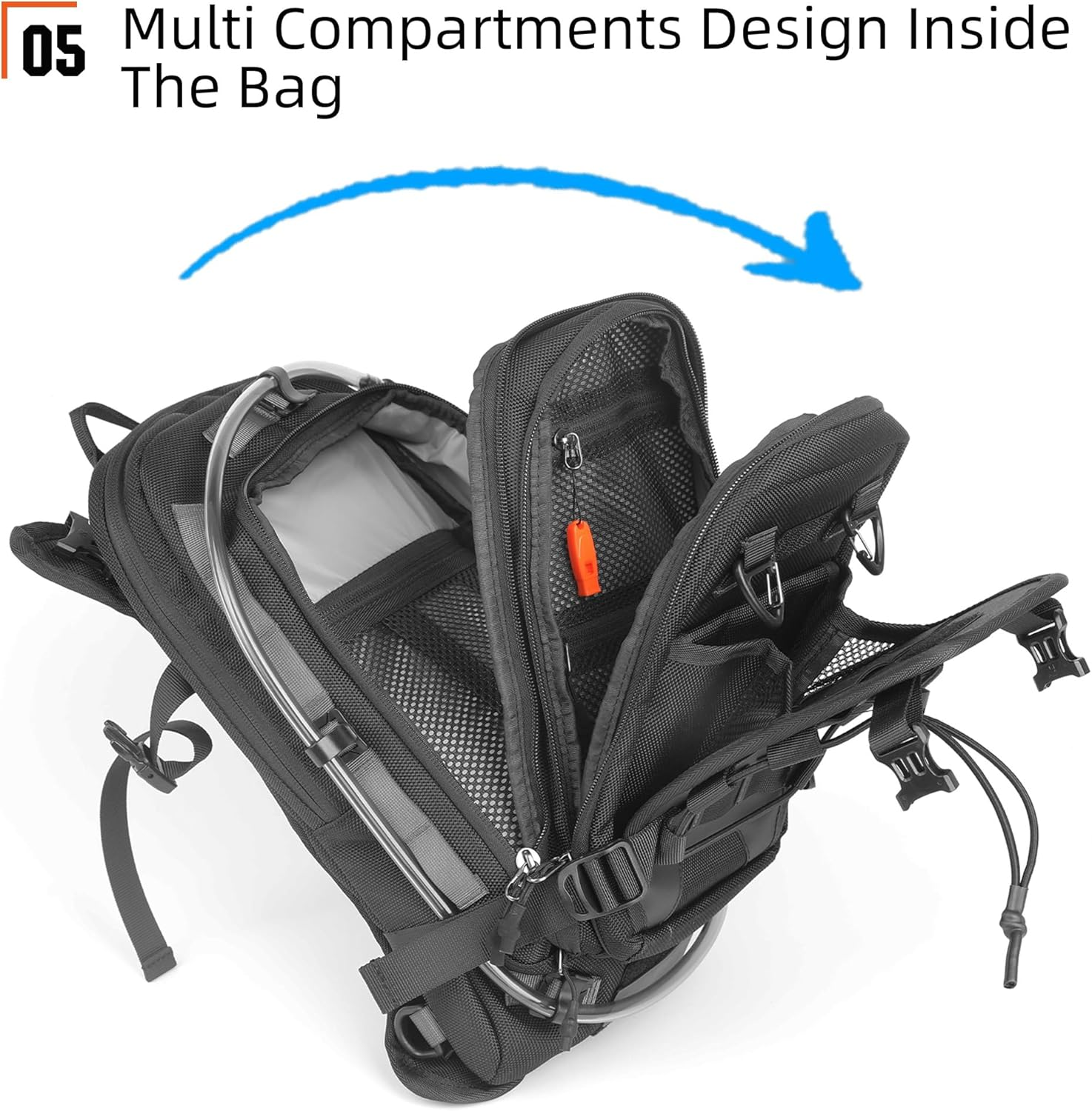 Rhinowalk Motorcycle Tank Bag Motorcycle Backpack with 1.5L Water Bladder MOLLE System Fits Honda Yamaha Suzuki Kawasaki Harley-Black - Black image number 6