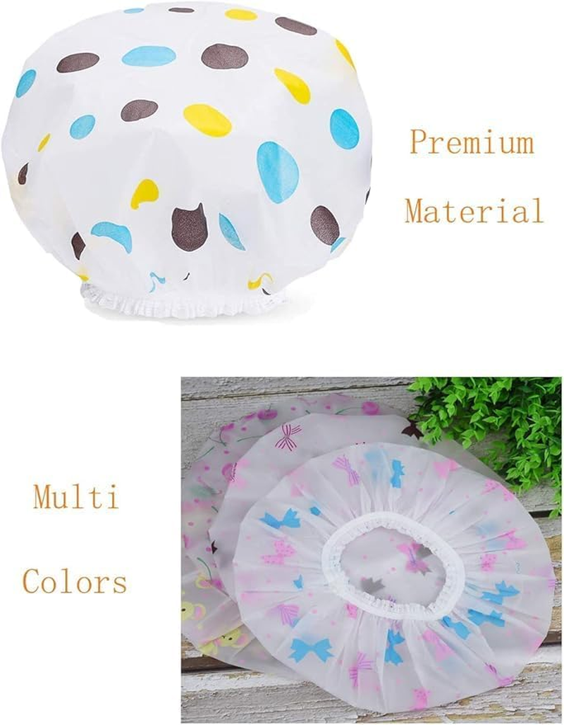 12 Pieces Durable Elastic Bathing Hair Caps, Reusable Waterproof Shower Caps, Lace Elastic Band Hair Bath Caps Beauty Salon Spa Shower Caps (Random Color) image number 4