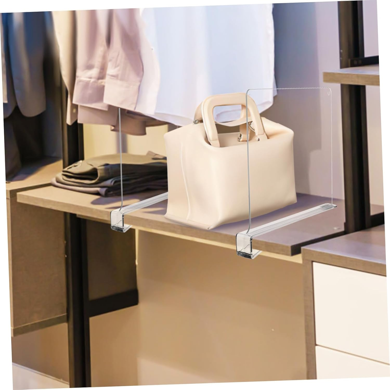 PHENOFICE 6 Pcs Vertical Shelf Dividers for Closet and Kitchen Cabinets Expandable Clothing Organizer with Smooth Material Wardrobe Separators for Tidy Storage and Easy Space Management image number 4