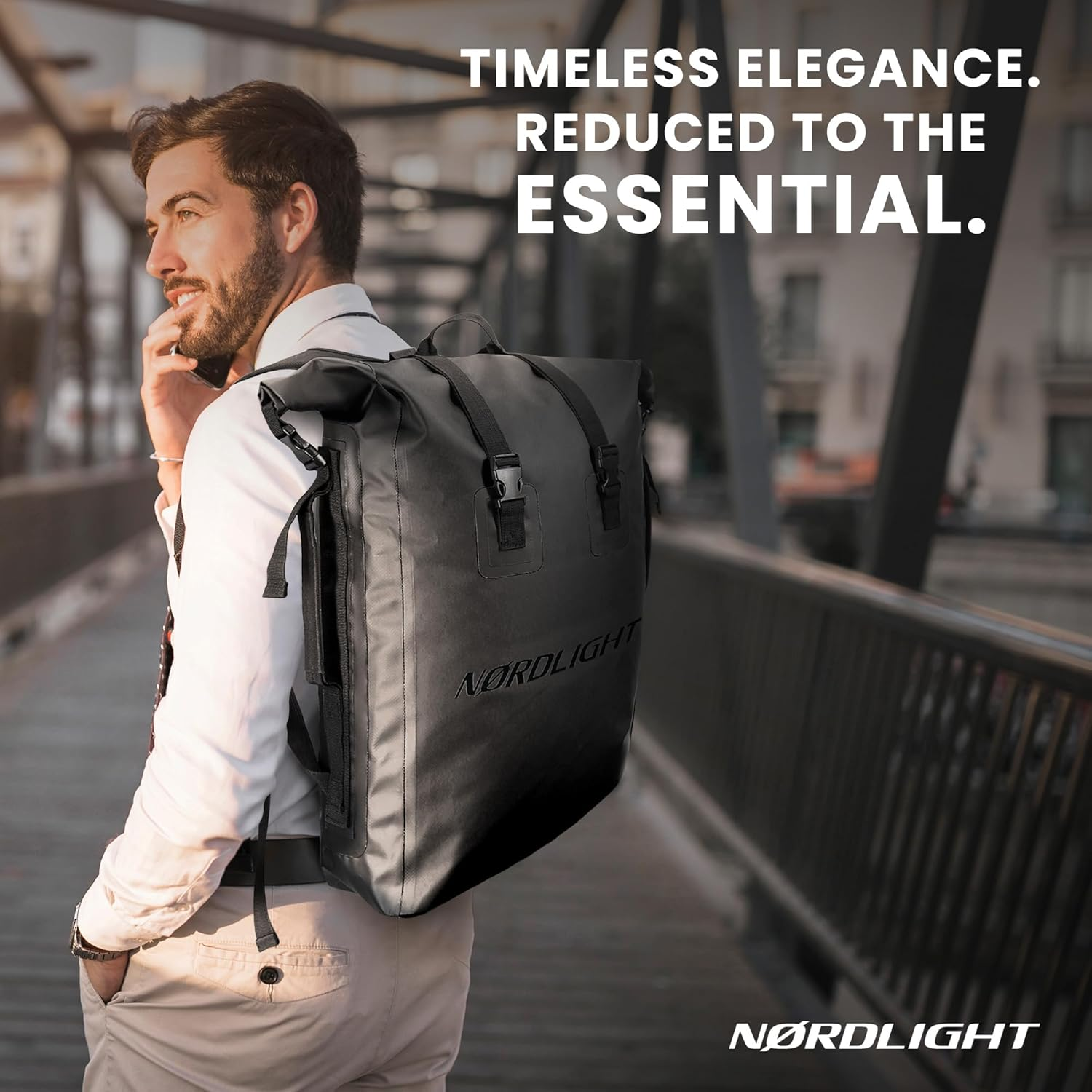 Nordlight Waterproof Backpack Dry Bag 35L Roll Top Backpack with Padded Carry Strap, Waterproof Bag for Water Sports, Bicycle Backpack, Messenger Backpack, Trekking, Fishing - Olive Green image number 3