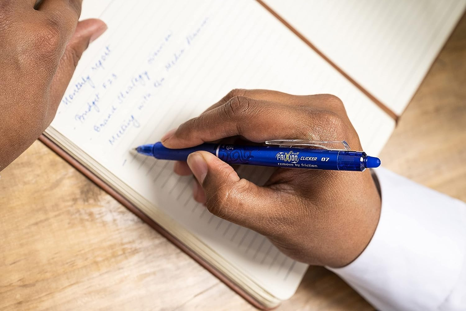 Pilot Frixion Clicker Erasable Retractable Gel Pen, Fine Tip (0.7Mm) - Pack of 2 Gel Pens - Blue