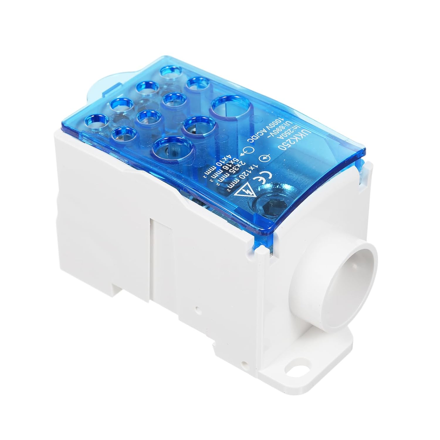 FUNFANG 1 Pack 6 Positions Screw Terminal Strip Blocks with Cover Junction Box Branch Box Din Rail Terminal Block Wire Box Cabinet Wire Splitter Connector UKK125A