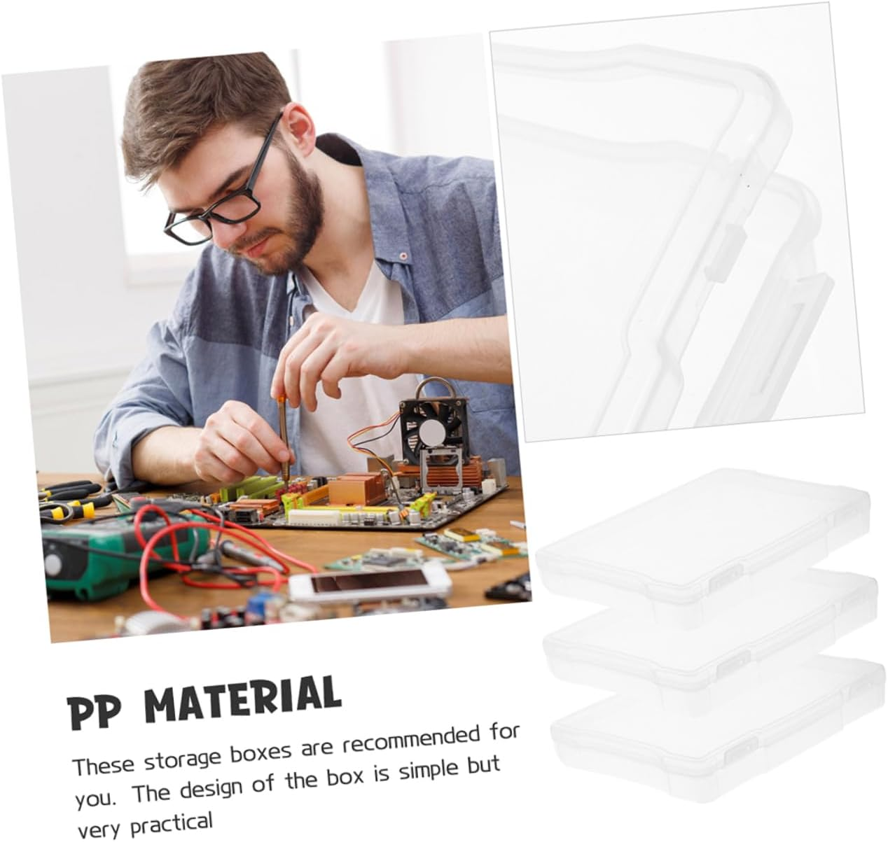 Homoyoyo 5Pcs Photo Storage Boxes Sealing Trading Card Cases Multi-Functional Craft Organizer Container Desktop Finishing Box image number 1