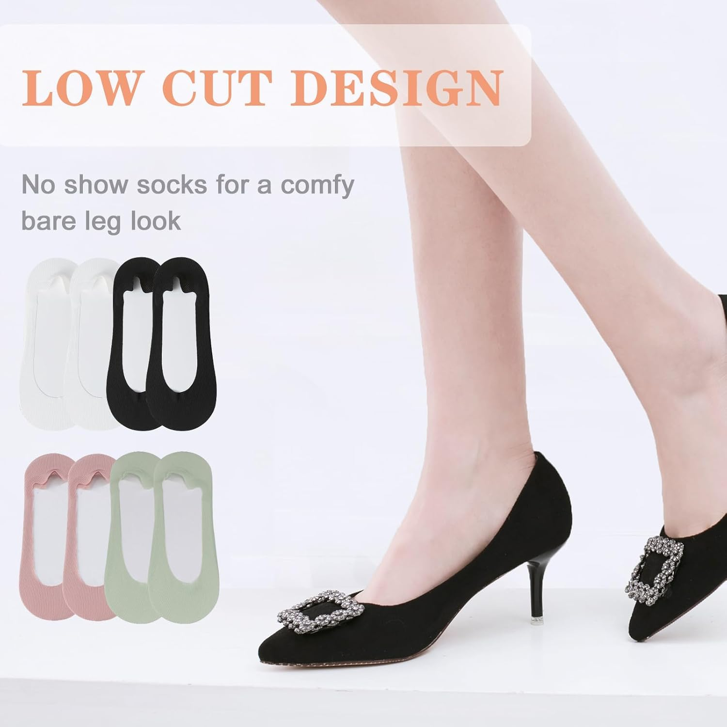 No Show Socks Women for Flats 4 Pairs Non Slip Ultra Low Cut Liner Summer Invisible Fit Shoe Size 5-9.5,Hidden Thin Socks