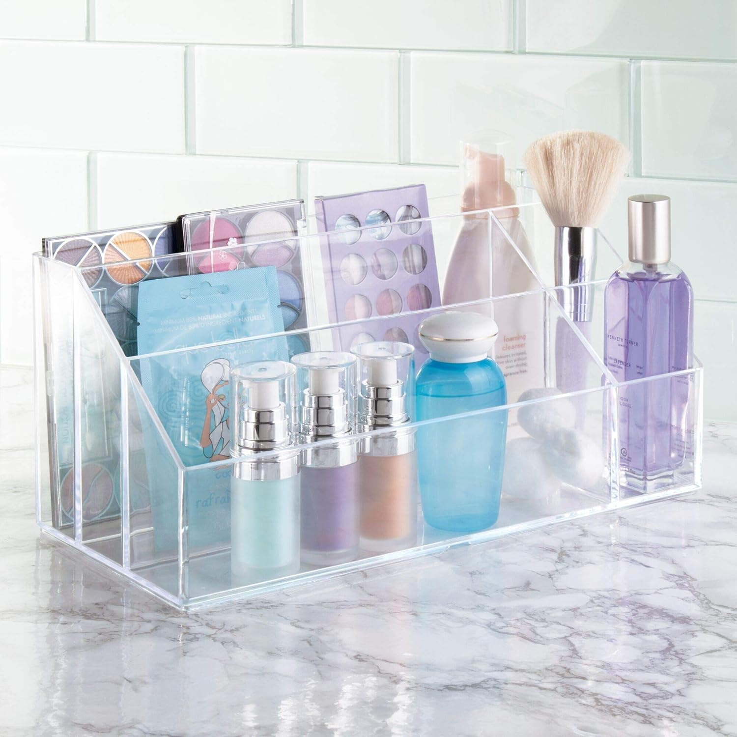 Interdesign Clarity Cosmetic Palette Organizer for Vanity or Cabinet to Hold Makeup; Nail Polish; Cosmetic Accessories - 5 Compartments; Clear (41270) image number 3