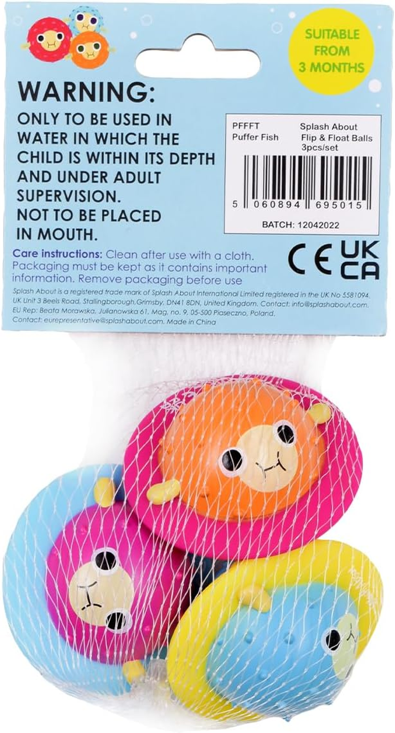Splash about Pufferfish Flip & Float Pool & Bath Toys, Pack of 3 image number 1