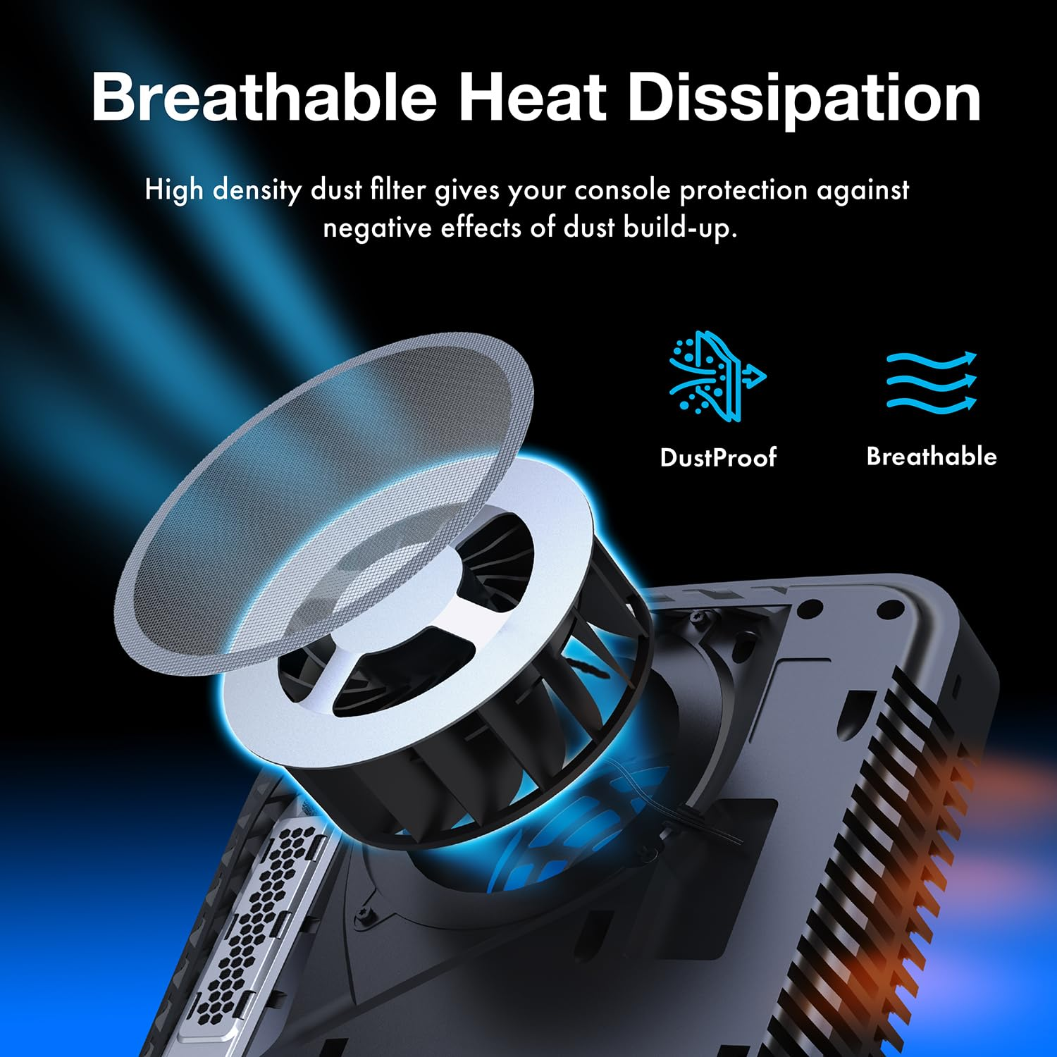 GRAUGEAR PS5 Dust Cover Set, PS5 Port Plugs + PS5 Fan Dust Filter, PS5 Dust Protector Cover Kit, Breathable Mesh Dust Cover for PS5 Cooling Fan, Silicone Dust Plugs for PS5 Console image number 4