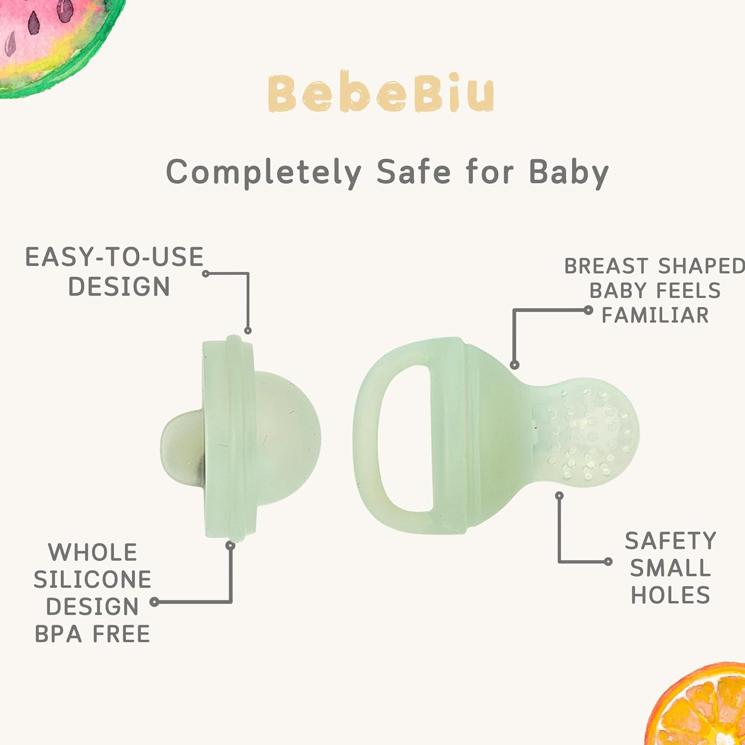 Baby Fruit Feeder Baby Fresh Food Feeder Pacifier - 2 Packs Silicone Fruit Feeder BPA Free
