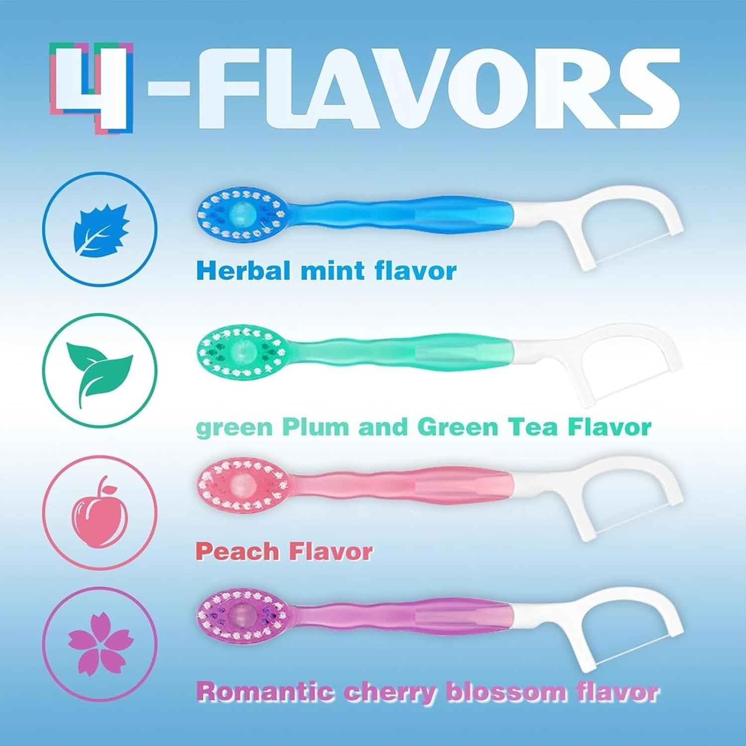 On-The-Go Disposable Toothbrush with Toothpaste - Mini Travel Toothbrush, 5 in 1 Pre-Pasted Toothbrushes with Floss + Pick + Tongue Scraper, Individually Packed Travel Essentials - 26 Count (4 Flavor) image number 2