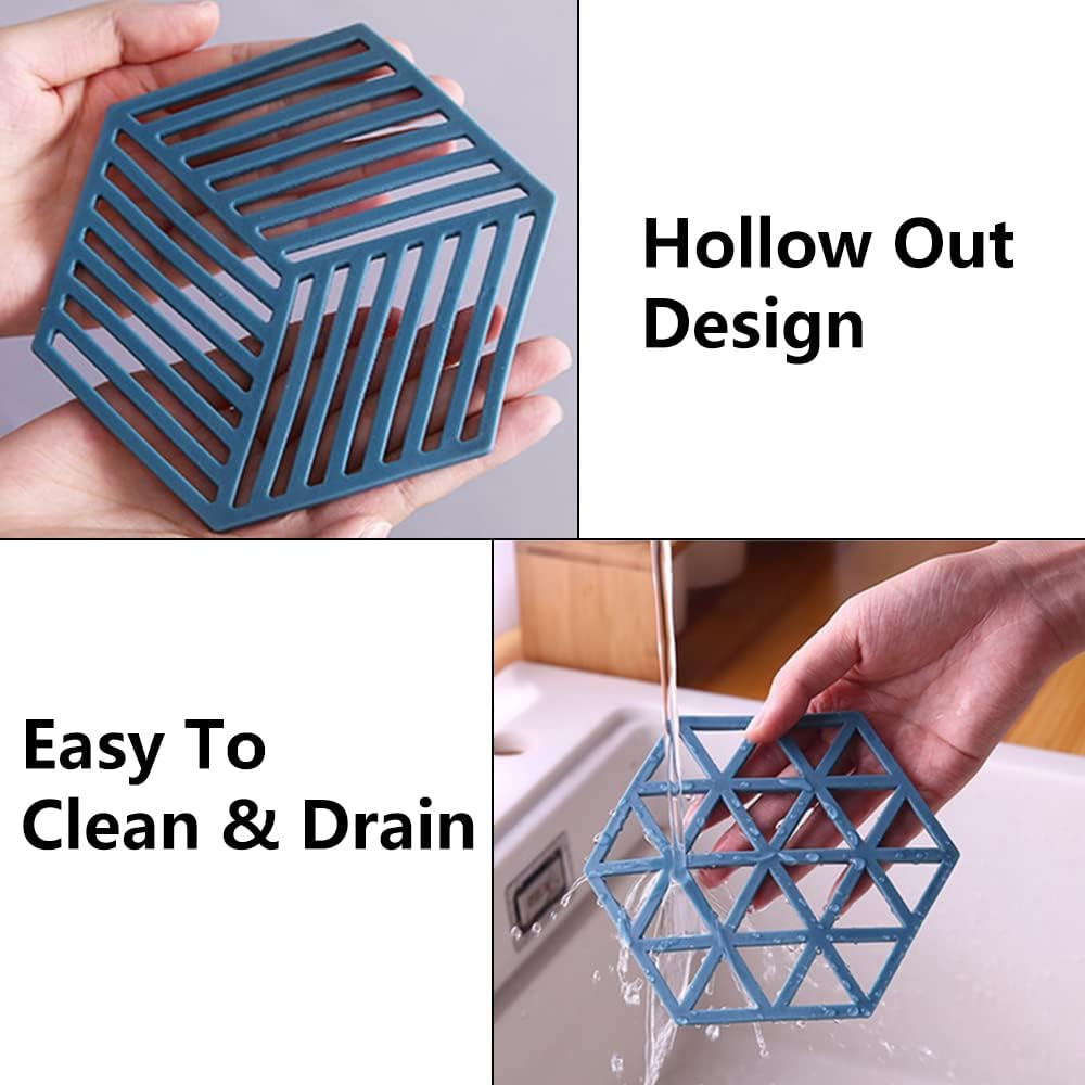 Extra Thick Silicone Mat, 4PCS Silicone Kitchen Mat, Heat Resistant Multi-Purpose None Slip Table Place Mats for Hot Pots Holder, Pads, Pans, Dishes, Spoon Rest, Coaster (White Triangle) image number 1