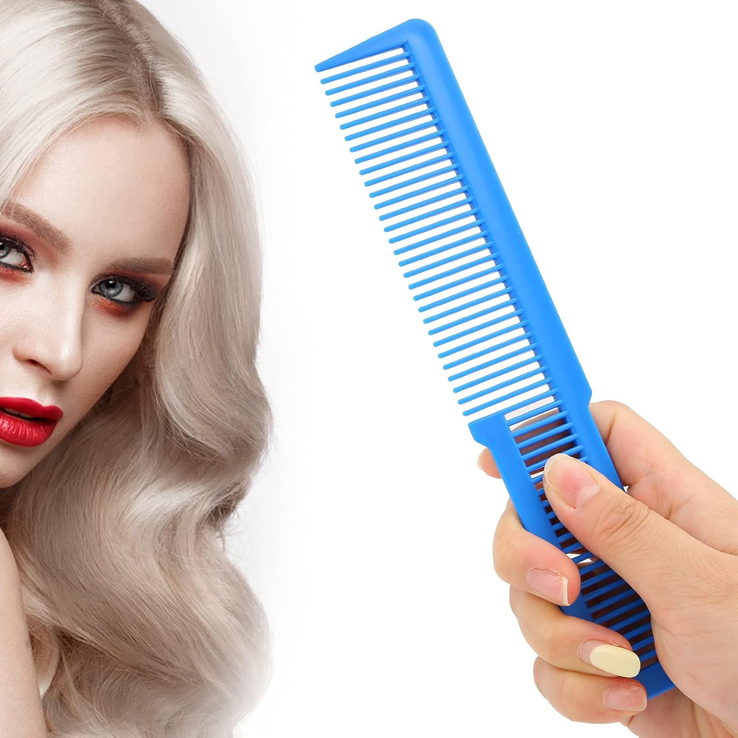 Detangler Comb, Professional Curly Hair Detangling Brush, Fine Wide Toothed Comb for All Hair Types for Women and Men(Blue) image number 5