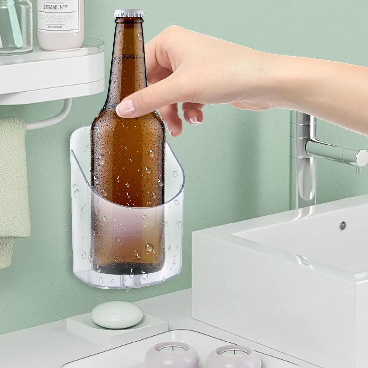 Aufquwk Wall Red Wine Bottle Organizer | Strong Adhesive Bottle Display Holder - High Strength Bottles Storage for Pool Refrigerator Door image number 5