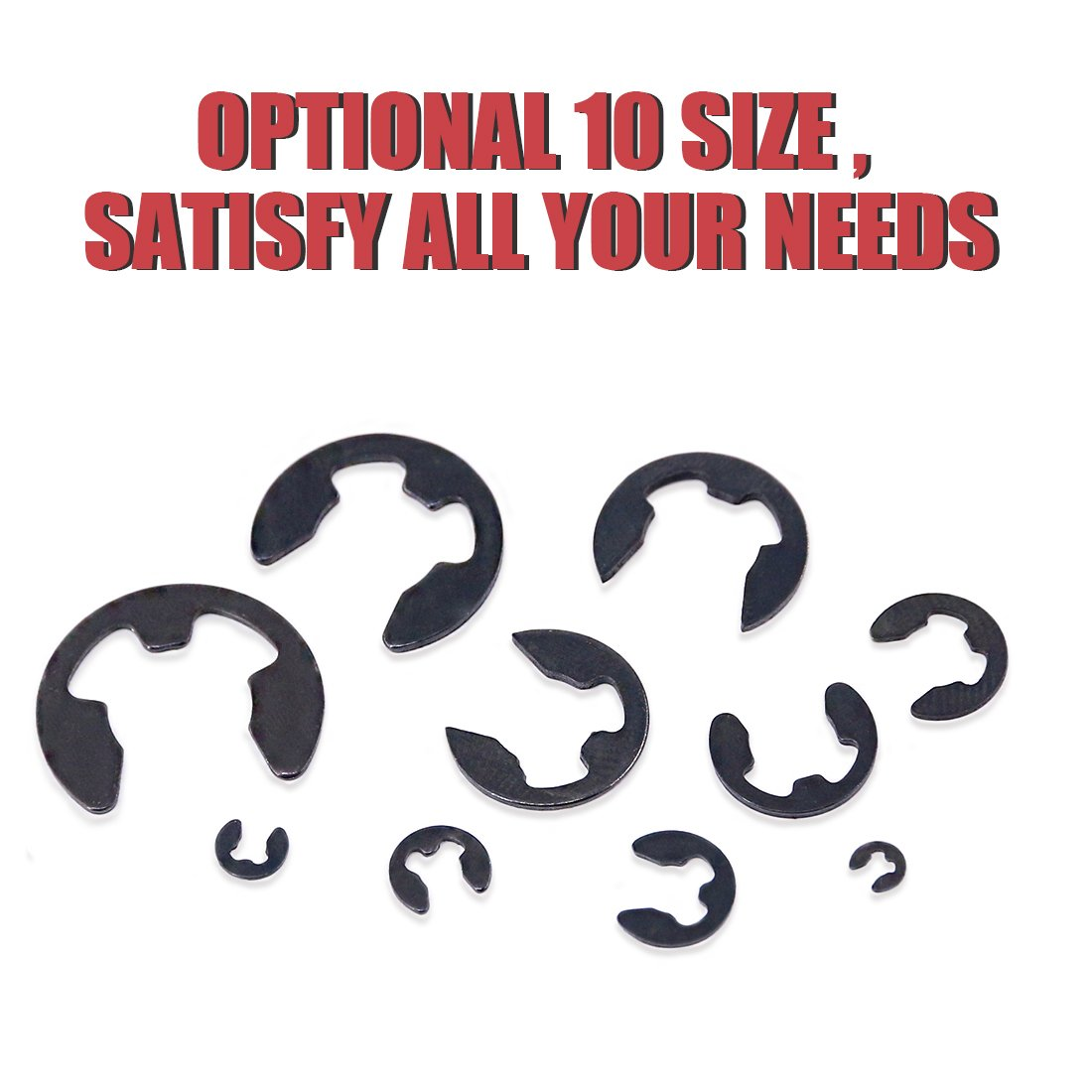 Hilitchi 300-Pcs Alloy Steel E-Clip Circlip External Retaining Ring Assortment Set - 1.5Mm to 10Mm image number 4