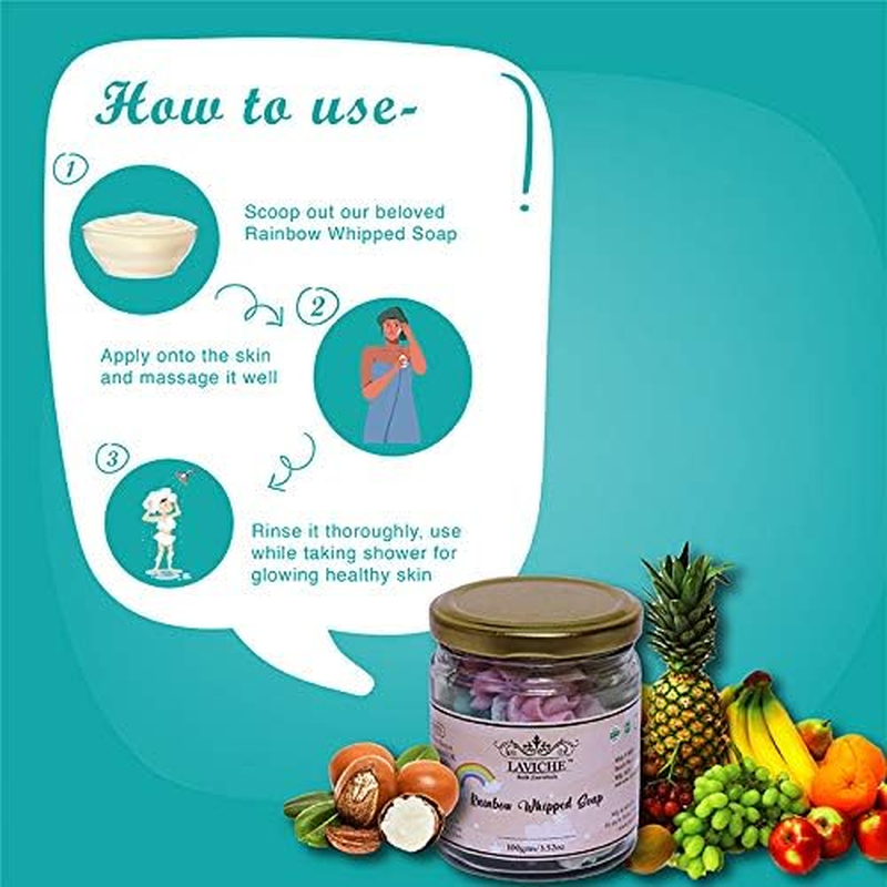 Laviche Bath Essentials Rainbow Whipped Soap,100 GM