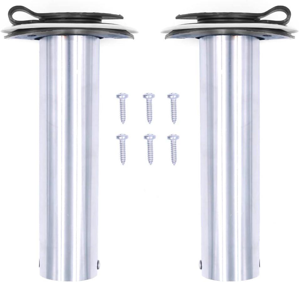 2X ZONADA Heavy Duty Stainless Steel 316 Fishing Rod Holders, Marine Grade, Flush Mount Fishing Rod Pole Holders, 90 Degree image number 6