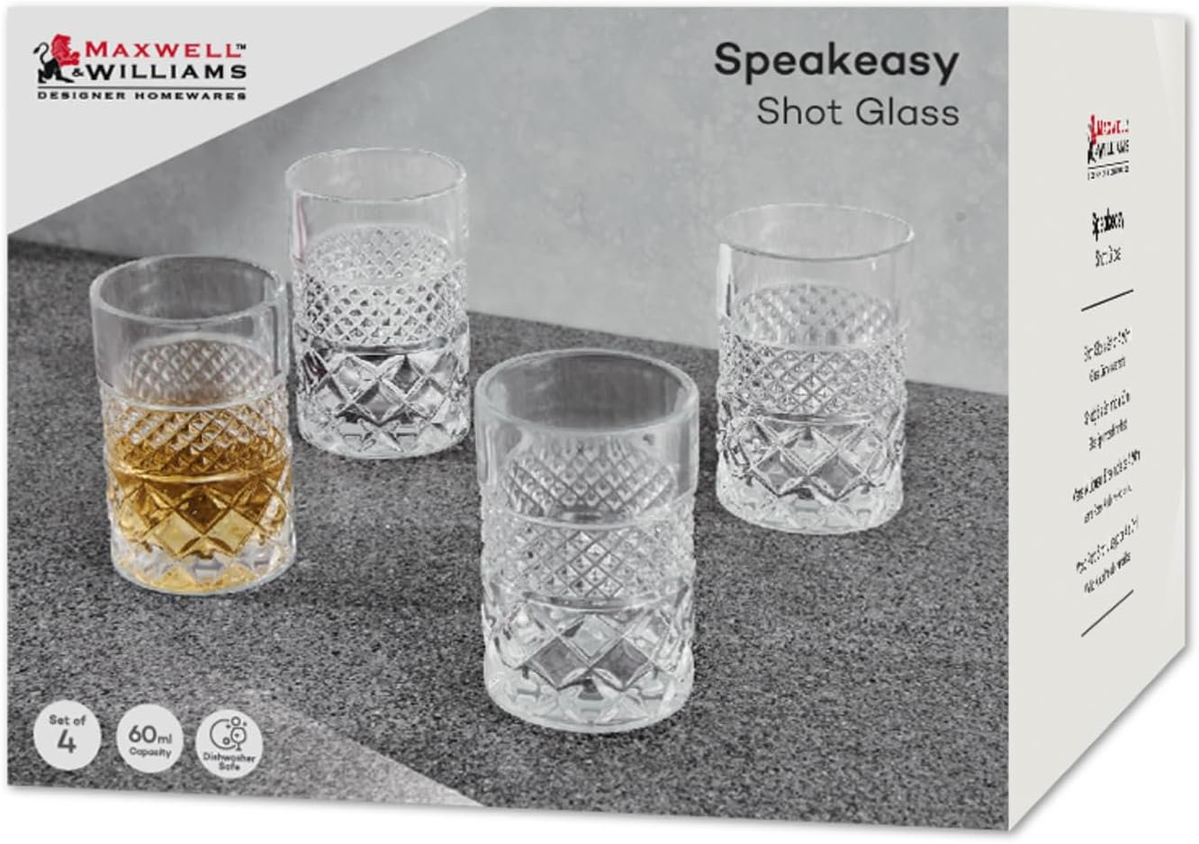 Maxwell & Williams Speakeasy Shot Glass 60ML Set of 4 Gift Boxed image number 3