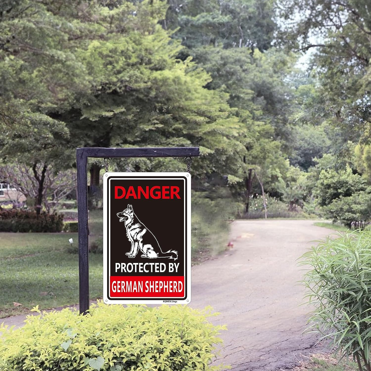 2 Pack 7.87 X 11.8 Inches Protected by German Shepherd Sign, Beware of Dog Sign, Easy to Mount, UV Protected, Weather, Resistant, Waterproof, Durable Ink image number 1