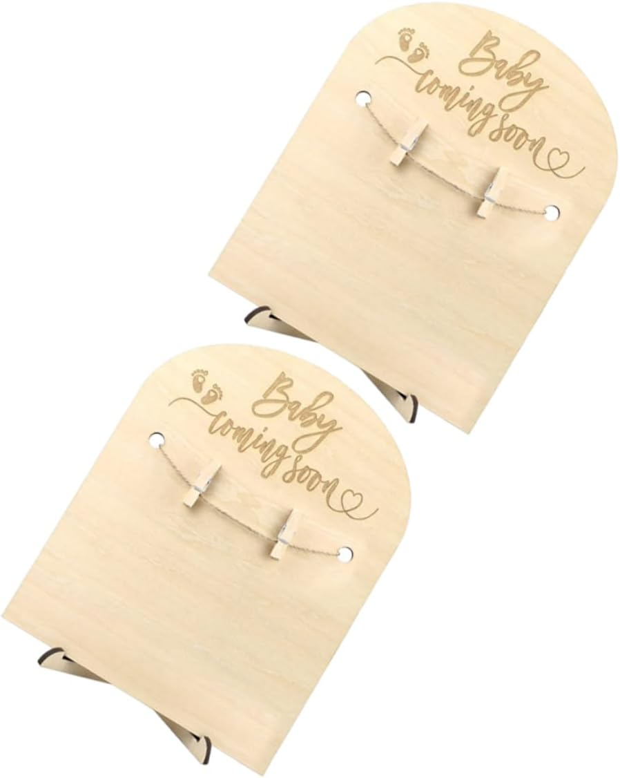 SEWOART 2Sets Wooden Milestone Cards Stand Clips Newborn Shower Milestone Markers for Nursery Wall Decor