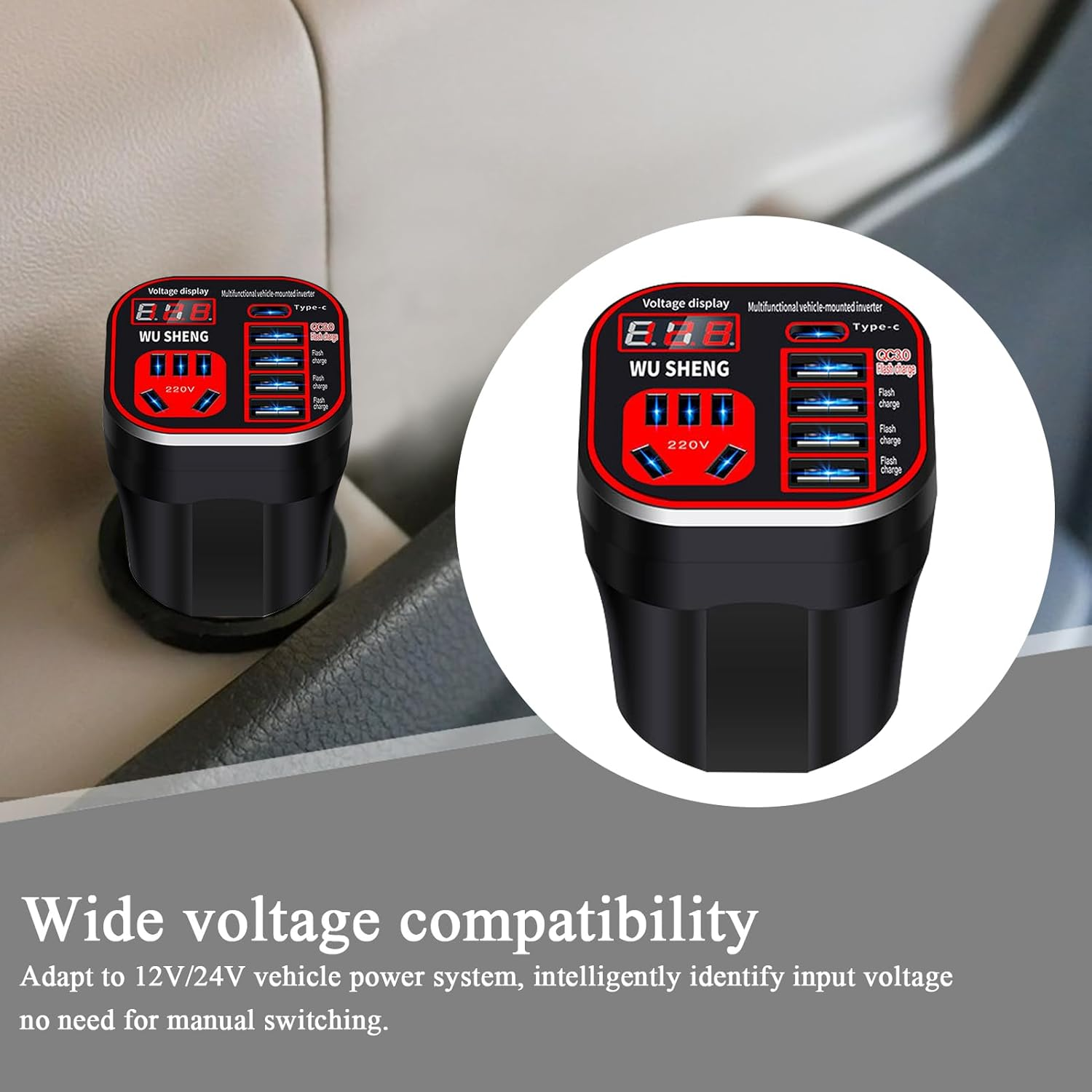 Car Inverter | Automotive Inverter - 220V Intelligent Charger for Cell Phone Laptop Vehicle SUV RV Truck Tractor