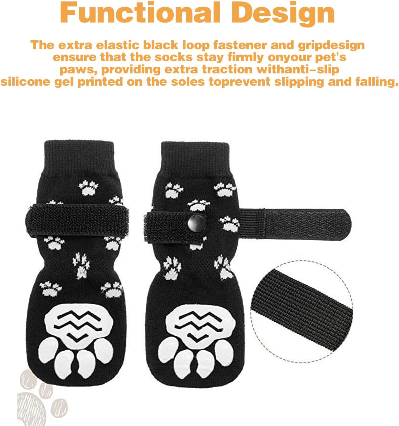 Dog Socks Non-Slip 2 Pairs for Medium Large Dogs, Non-Slip Dog Shoes for Hardwood Floors, against Paw Licking and Slipping, with Velcro Fastening, Paw Protection for Dogs, L image number 2