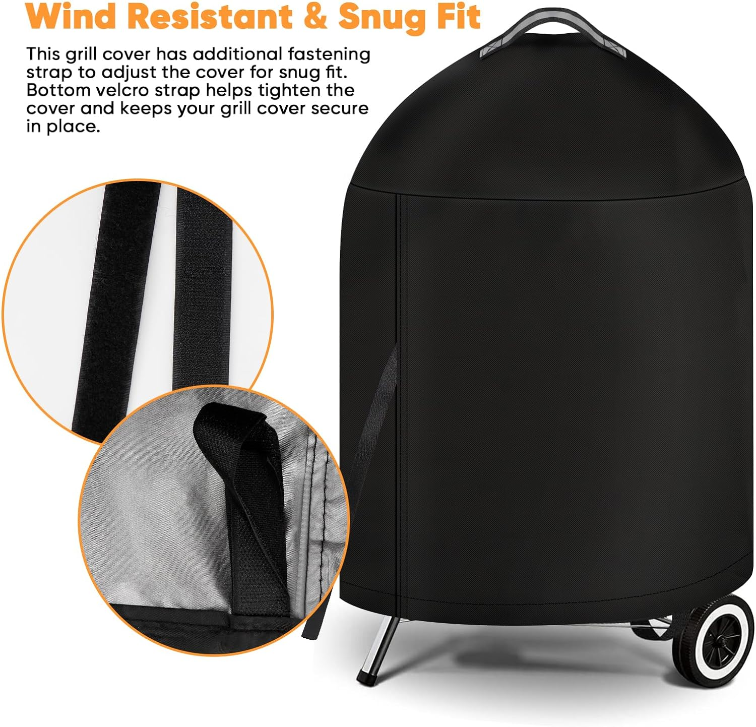 Icover Grill Cover for Weber 22 Inch Charcoal Kettle- Heavy Duty Waterproof BBQ Cover for Weber Char-Broil 22 Inch Charcoal Kettle Grills image number 6