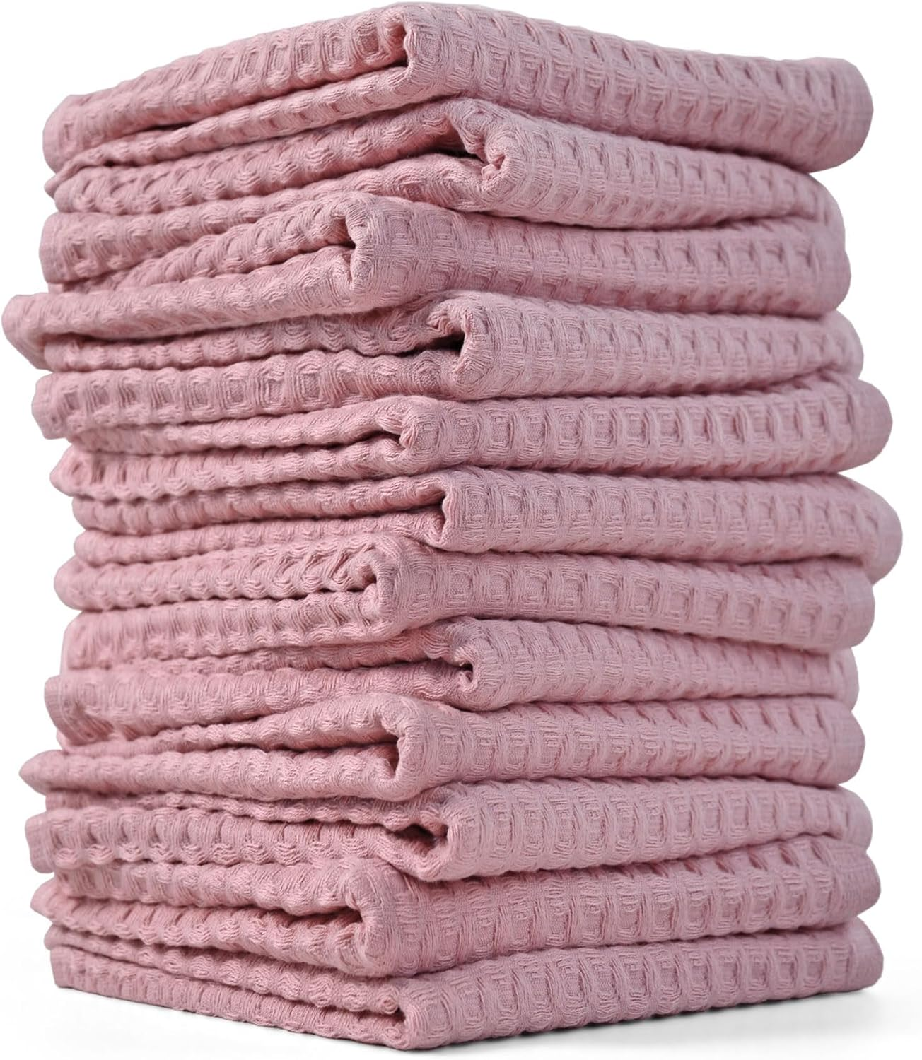 Cleanbear Wash Cloths 12 Pack，Cream Washcloths Set, 100% Cotton Waffle Weave &ndash; Fluffy, Absorbent, Quick-Drying Wash Cloths for Showering, Face, Body, and More