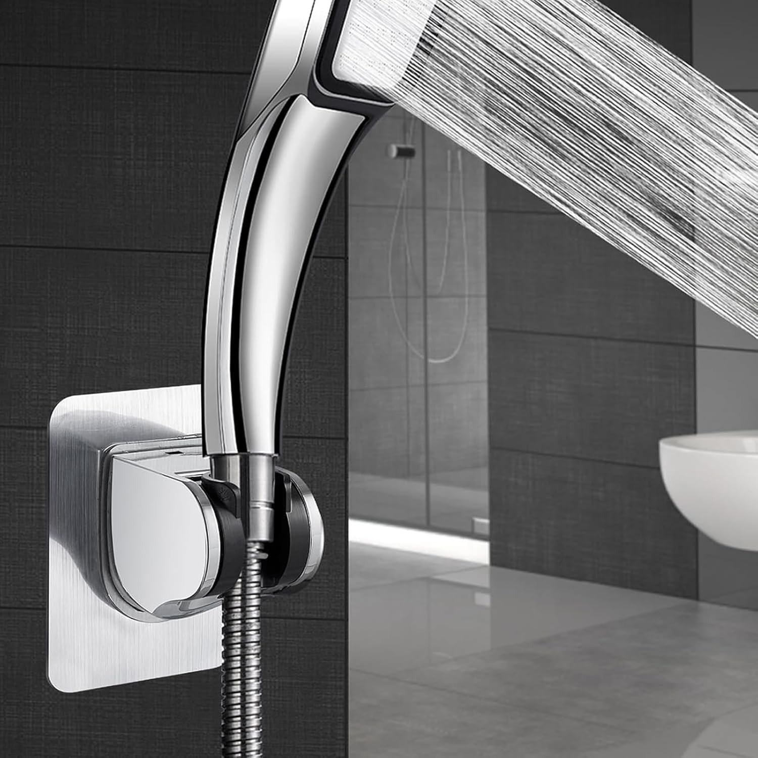 Shower Head Holder, No Drill Mount Shower Accessories, Adjustable Angle Gutter Mount for Bathroom, Shower Enclosure Corner Holder, Universal Shower Arm Bracket image number 1