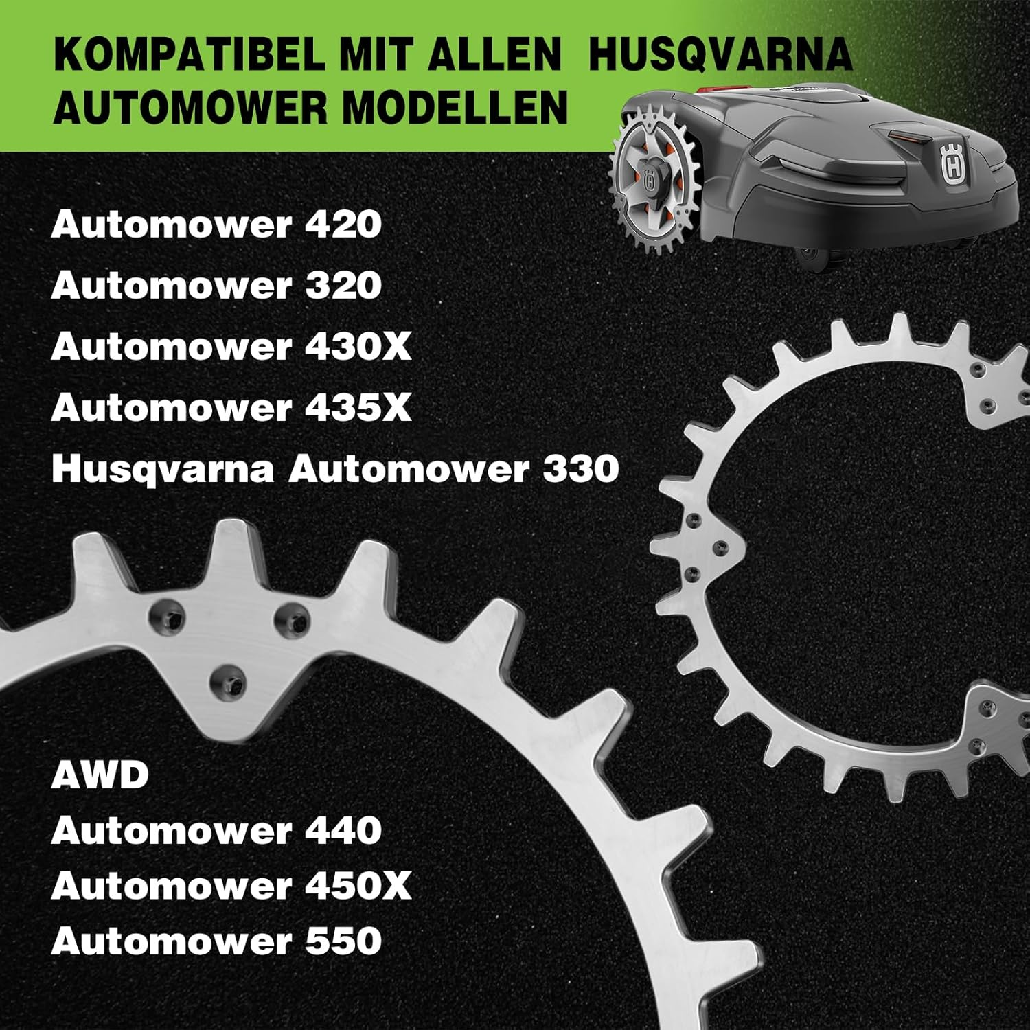 Stainless Steel Spikes for Husqvarna Automower 320/430X/435X/440/450X, Spikes Lawn Traction Improvement for Robotic Lawnmowers, Elaborately Deburred, Wheel Size 252 Mm for Accessories Off-Wheel Wheels