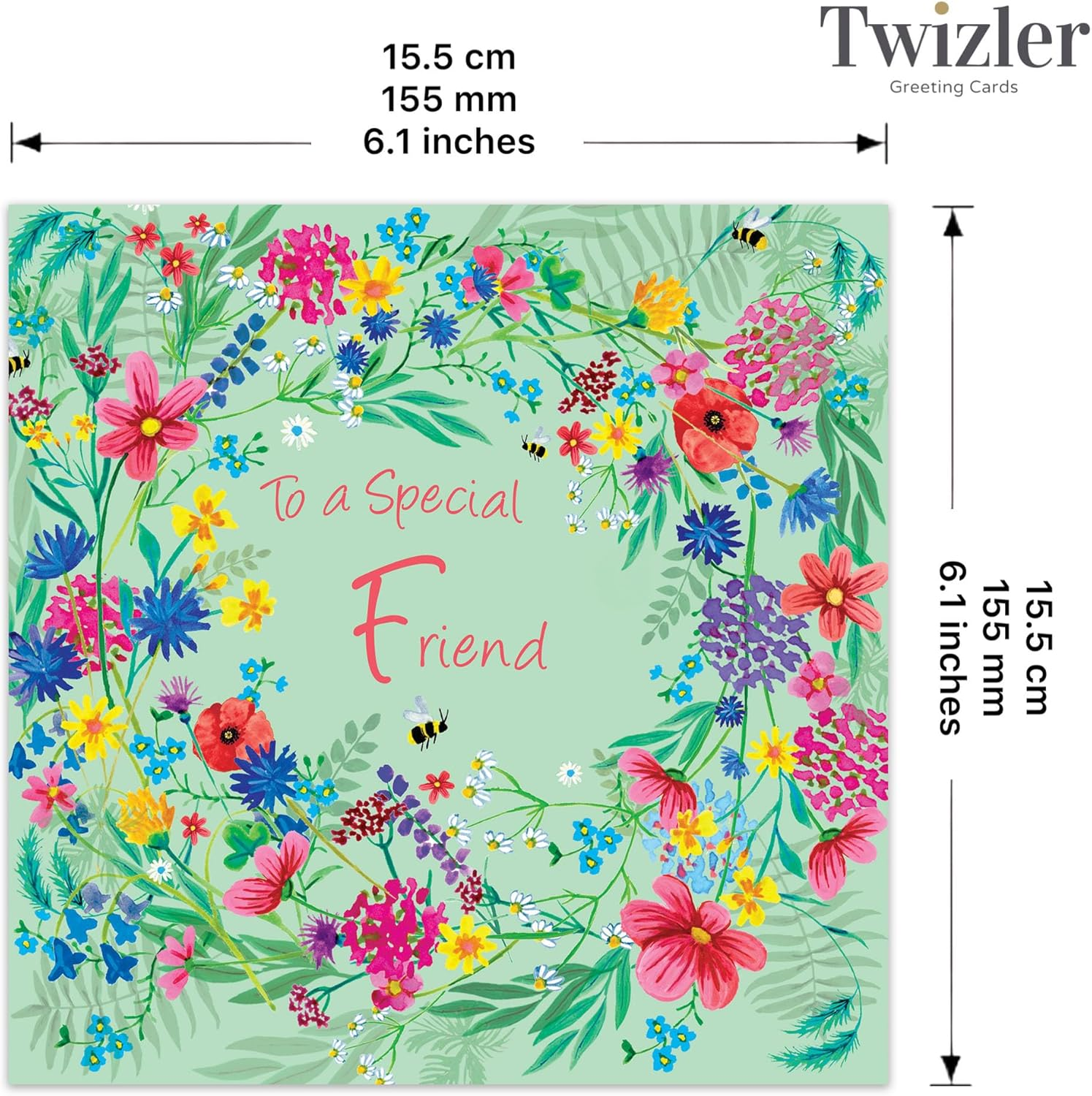 Twizler Friend Birthday Card Female - Wildflowers Floral - Womens Special Best Friend Birthday Card for Her Adult image number 1