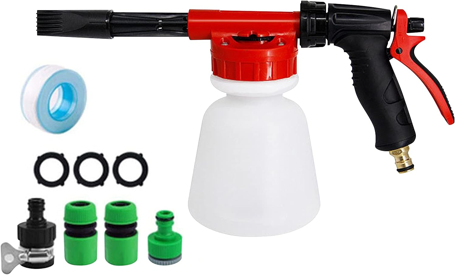 Car Wash Foam Gun,Car Wash Foam Gun Garden Hose Sprayer Foam Sprayer with Adjustable Ratio Dial Soap Foaming Sprayer Nozzle Kit with 1 Liter Bottle Universal Connectors image number 2