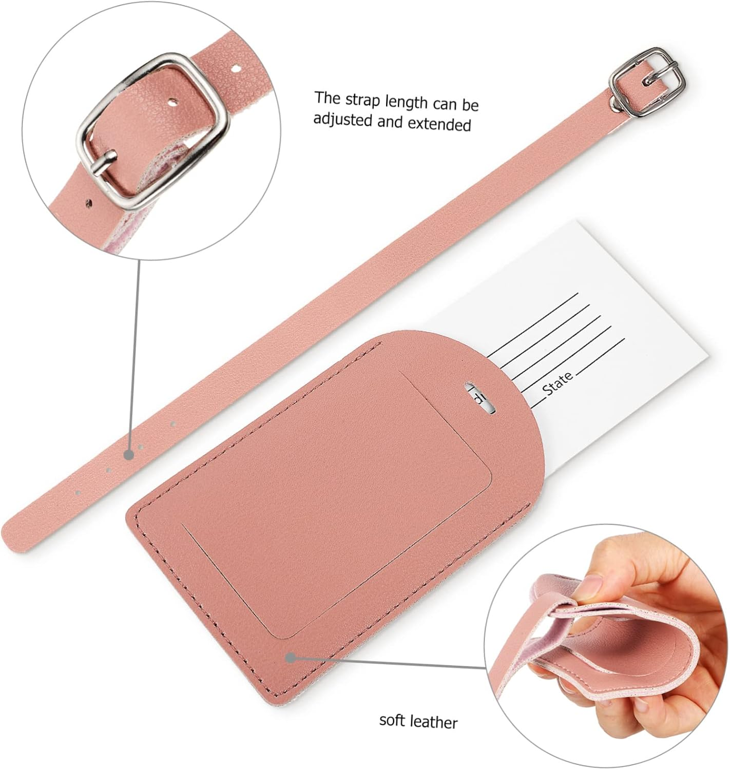 WRITWAA 8Pcs Thicken Leather Suitcase Luggage Tag Flipping Lid Design Travel Necessity For image number 6