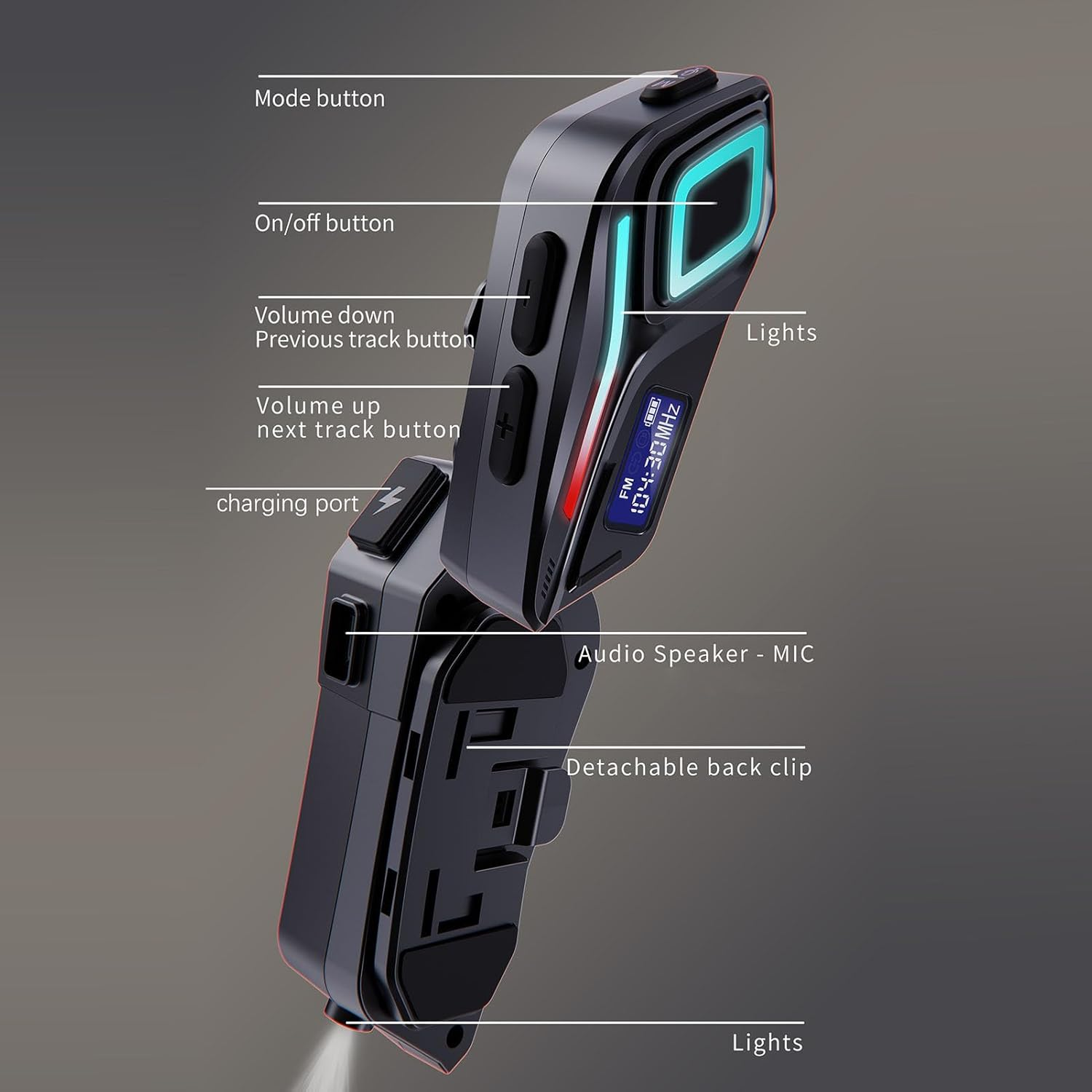 Motorcycle Helmet Headset with Hifi Sound, IPX8 Rain Proof Handsfree Call for Music GPS Voice Navigation, Fast Charging with Noise Cancellation image number 3