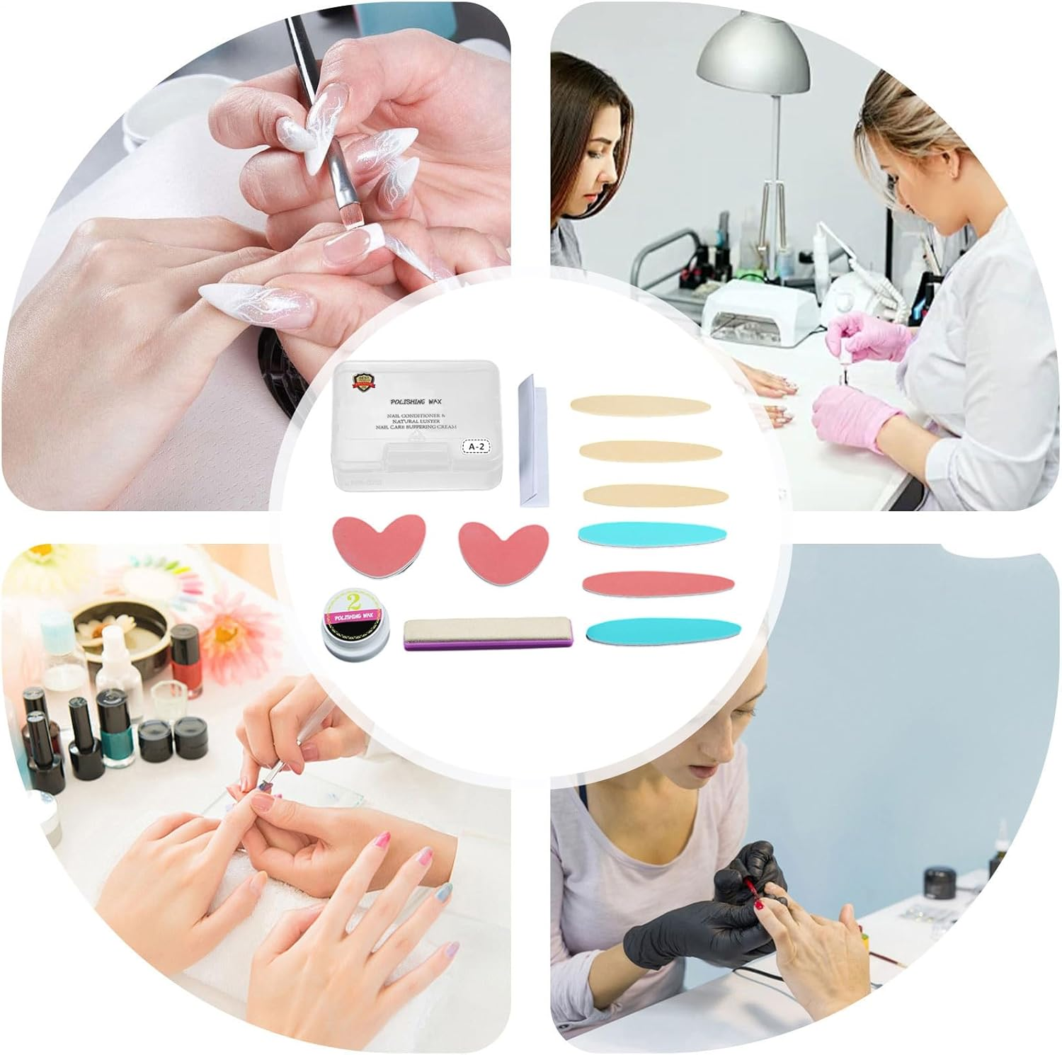 Huvqianu Nail Polishers and Buffers,Manicure Polishing Kit - Manicure Tools Set for Women Girls Enthusiasts Professional Salon Daily Maintenance Home Travel