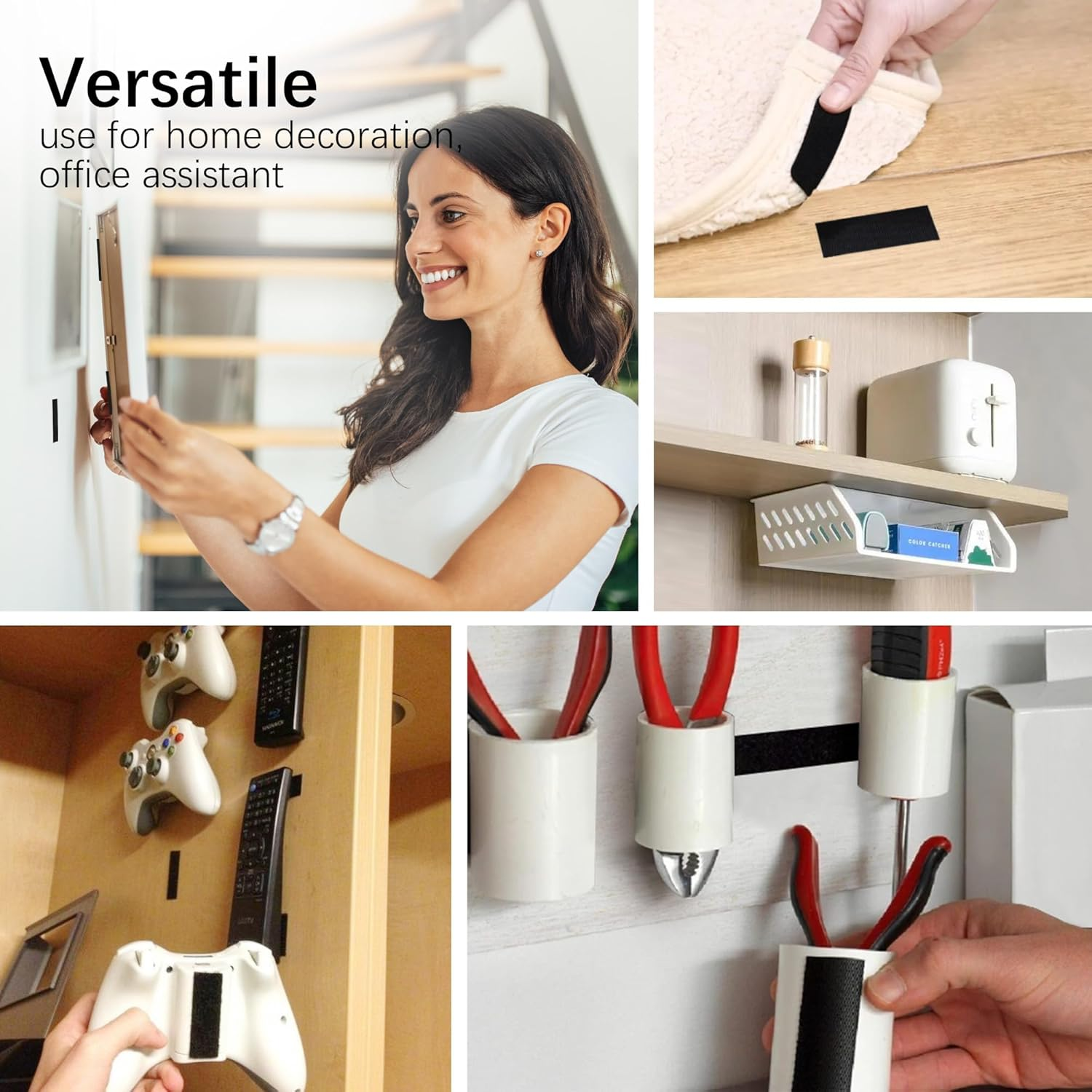 EOTW 36 Pack Hook Loop Tape, 1" X 4" Strong Tape Double Sided Adhesive Sticky Reusable Hook and Loop Interlocking Mounting Tape Removable Wall Fastener Tape