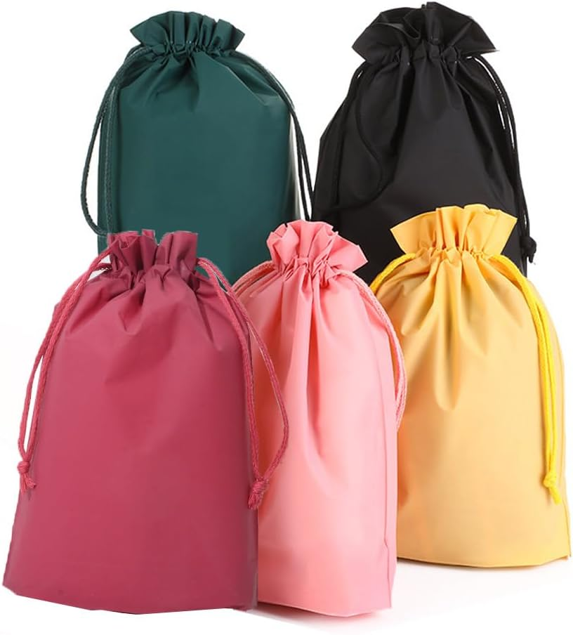 Esforzarse 20Pcs PE PVC Folding Sport Bag, 29 X 21 Cm Waterproof Drawstring Bag, Folding Sport Home Travel Storage, Waterproof Trip Bags Clothes Drawstring Shrinkable Closure Luggage(5 Colors)