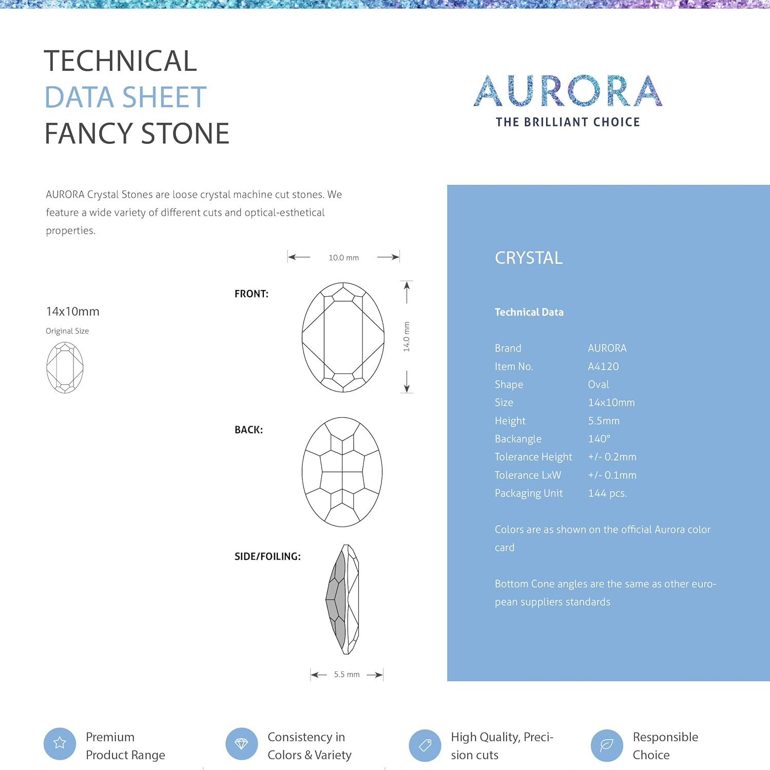 AURORA Crystal Oval-V Cut Silk