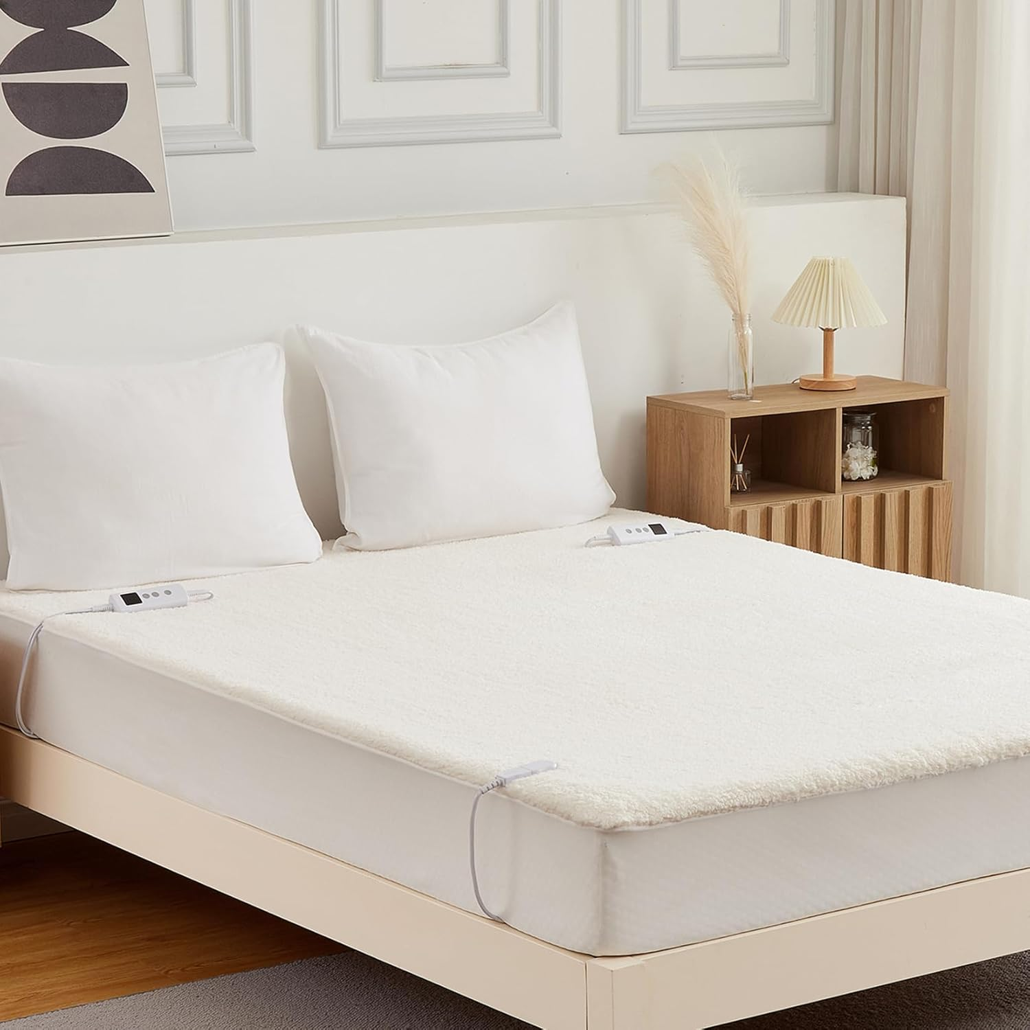 Dual Control Electric Blanket King, Faux Sherpa Fleece 350GSM Heated under Blanket with 10 Heat Settings & 1-9H Auto-Off, Fully Fitted Electric Mattress Pad, Overheat Protection, Machine Washable image number 2