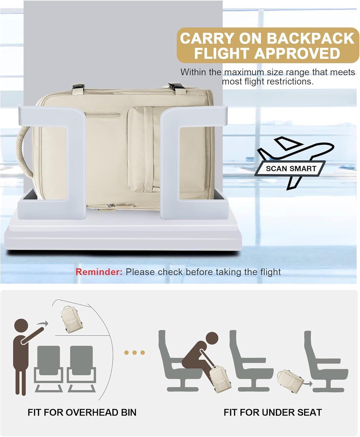 VGCUB Large Travel Work Business Backpack Carry on Flight Approved Laptop Backpack for Women Men Mochila De Viaje image number 3