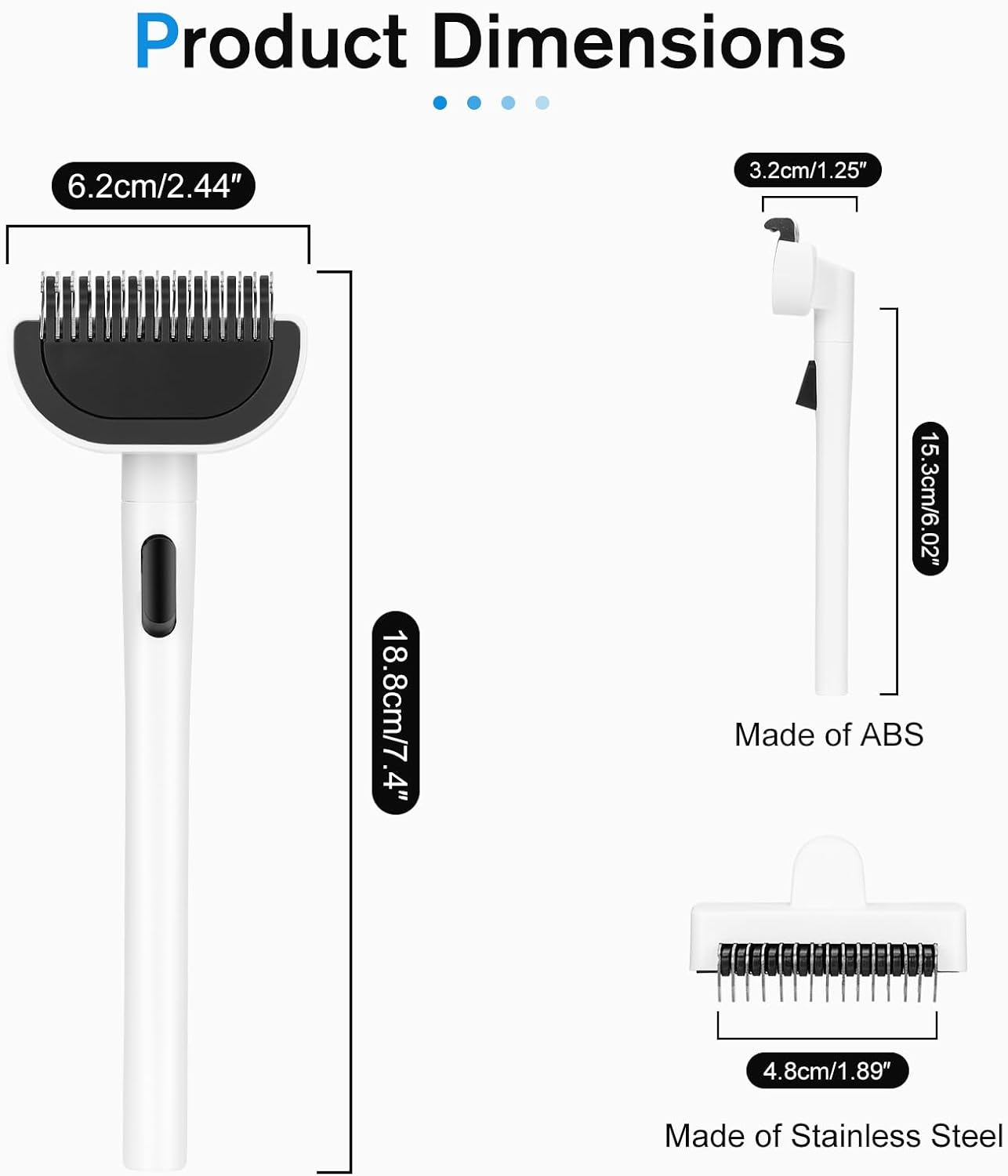 Euqvunn Dematting Comb - Dog Brush Undercoat with One-Click Hair Removal, Undercoat Brush Cat for Dogs, Removes Undercoat, Loose Hair & Tangles image number 5